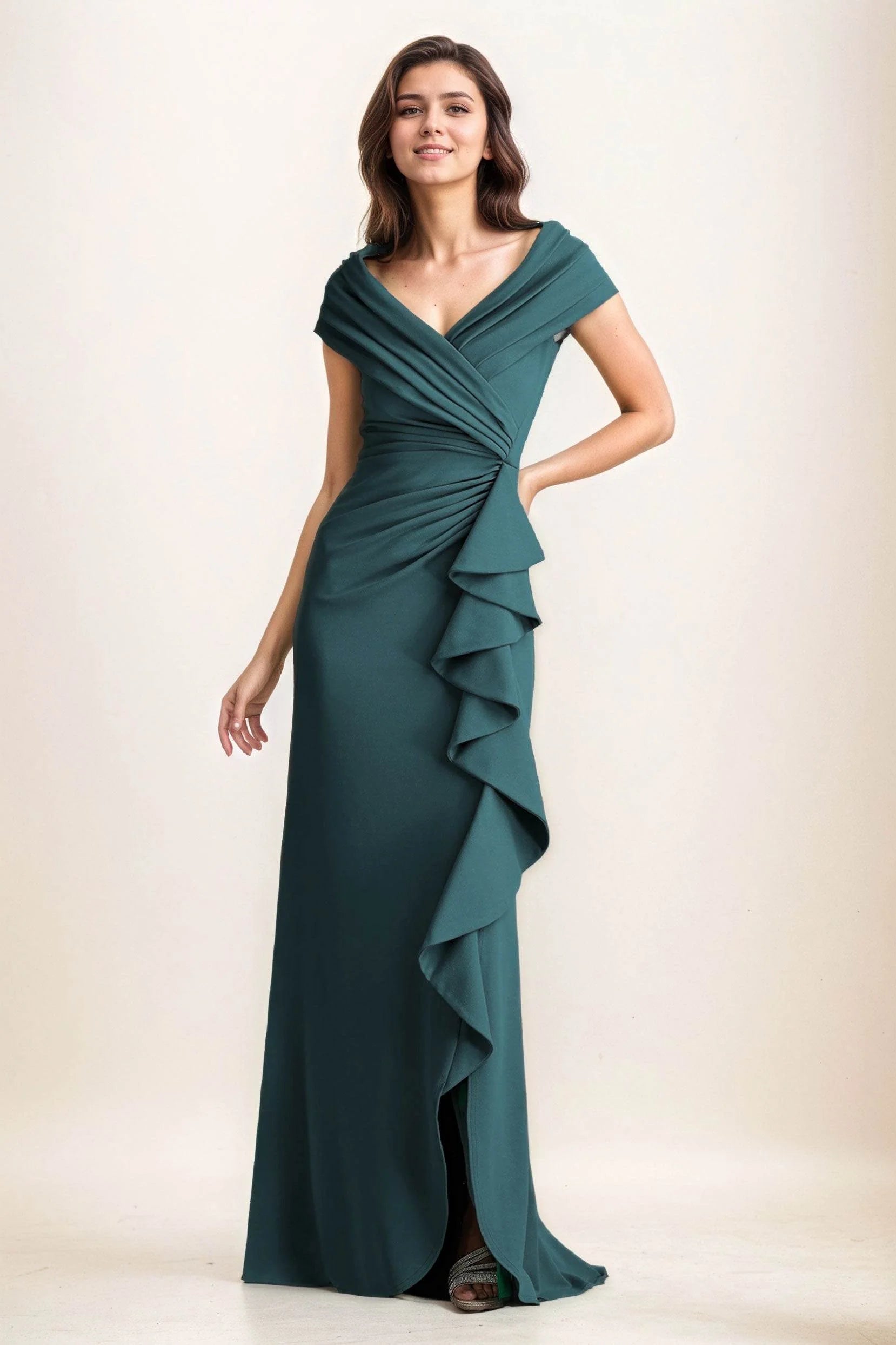 Sheath-Column Maxi Elastic Cloth Wedding Guest Dress CG0280