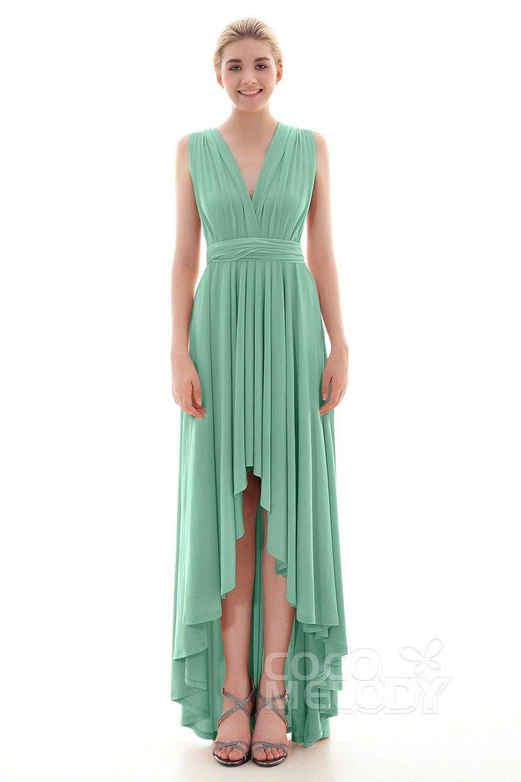 Asymmetrical High-Low Knitted Bridesmaid Dress COED16001