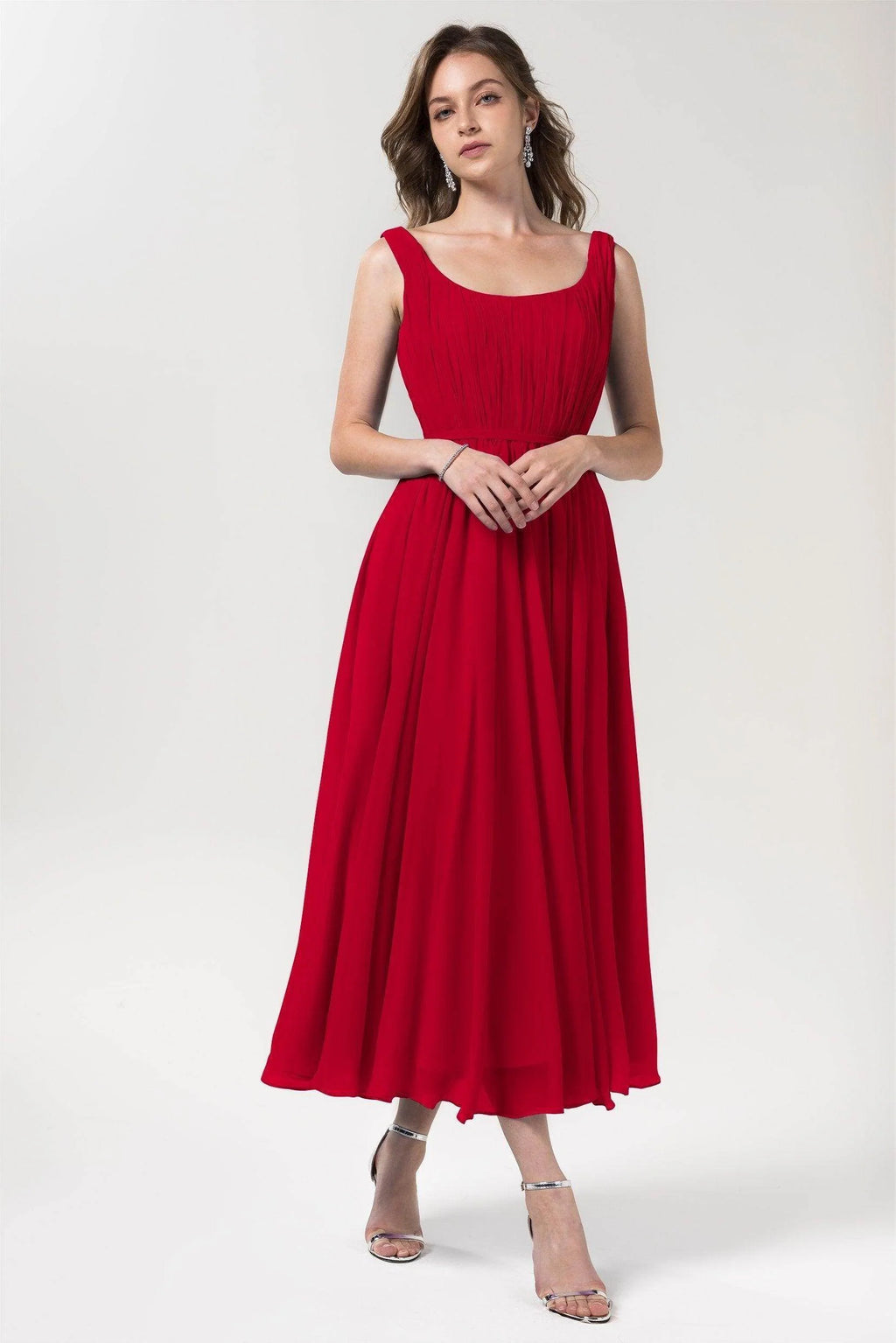 A-Line Tea Length Chiffon Bridesmaid Dress CB0555