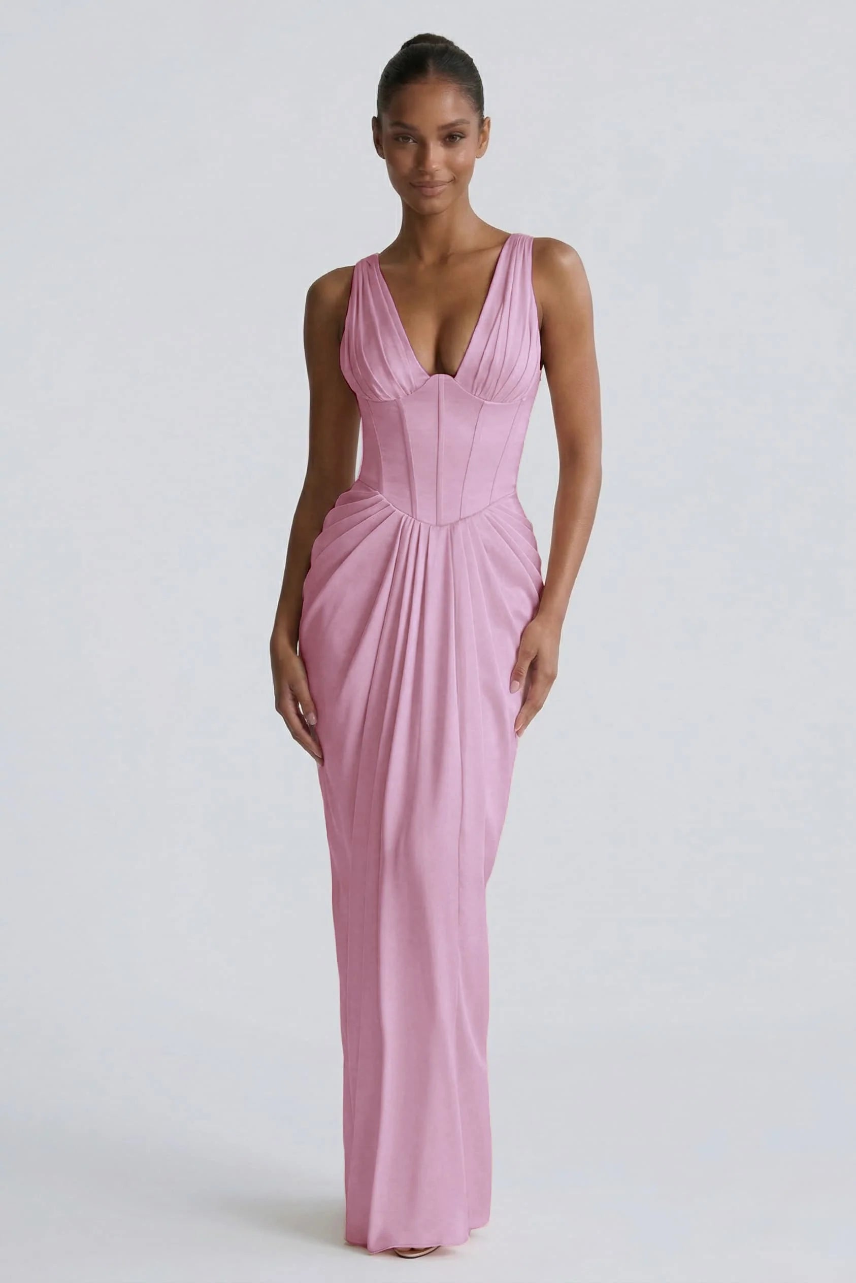 Sheath-Column Floor Length Acetate Satin Wedding Guest Dress CG0304