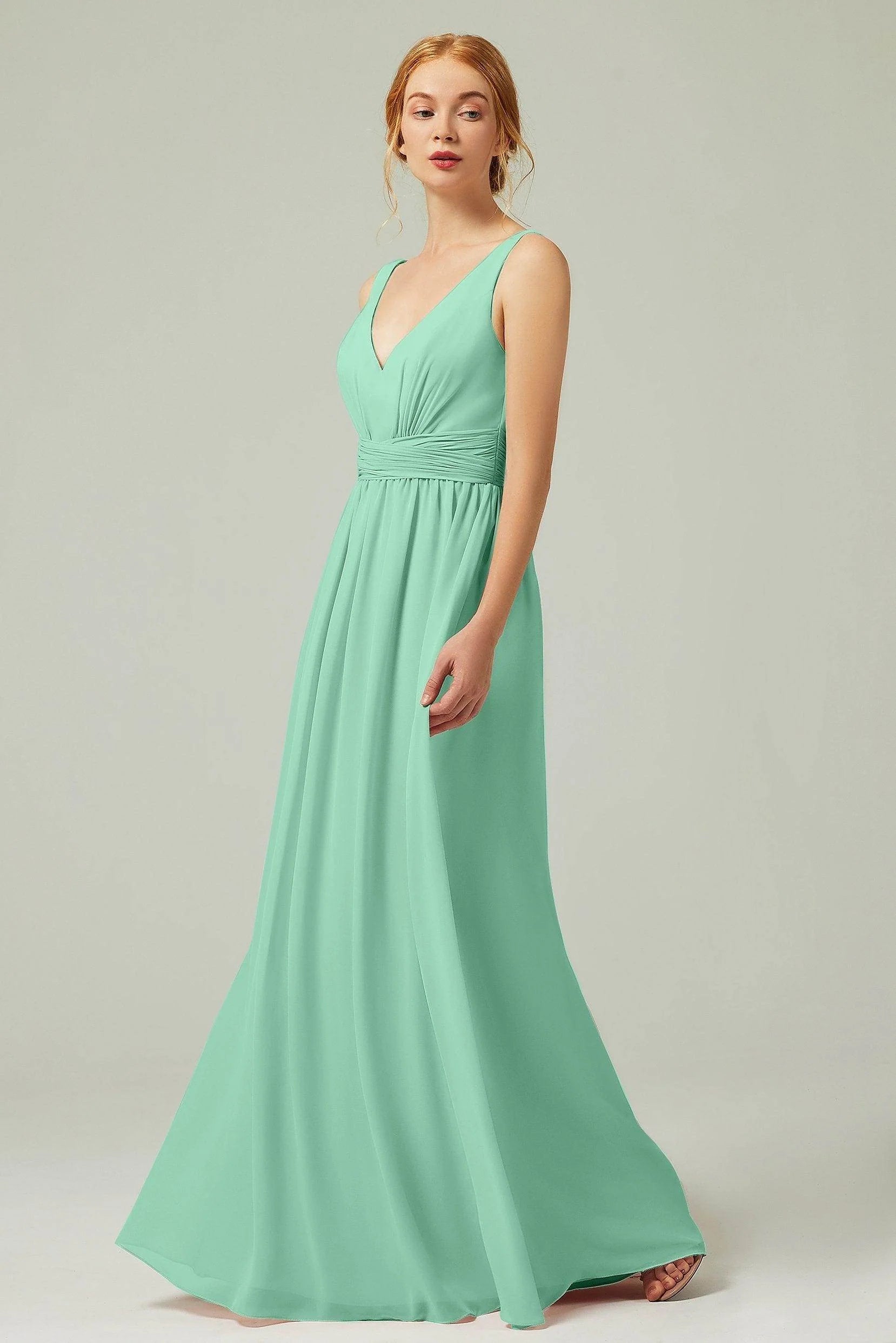 A-Line Floor Length Chiffon Bridesmaid Dress CB0318