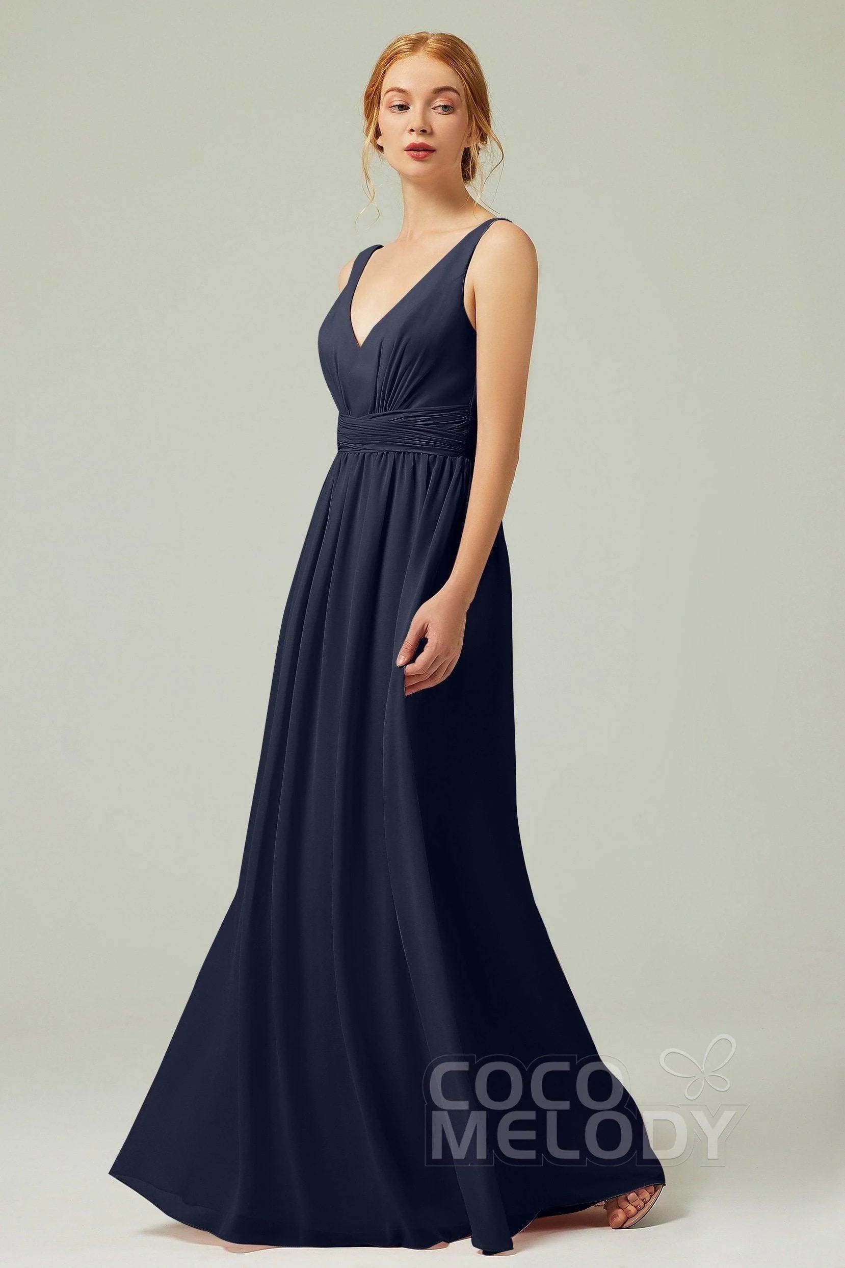 A-Line Floor Length Chiffon Bridesmaid Dress CB0318