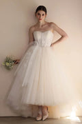 A-Line Floor Length Lace Tulle Wedding Dress CW3554