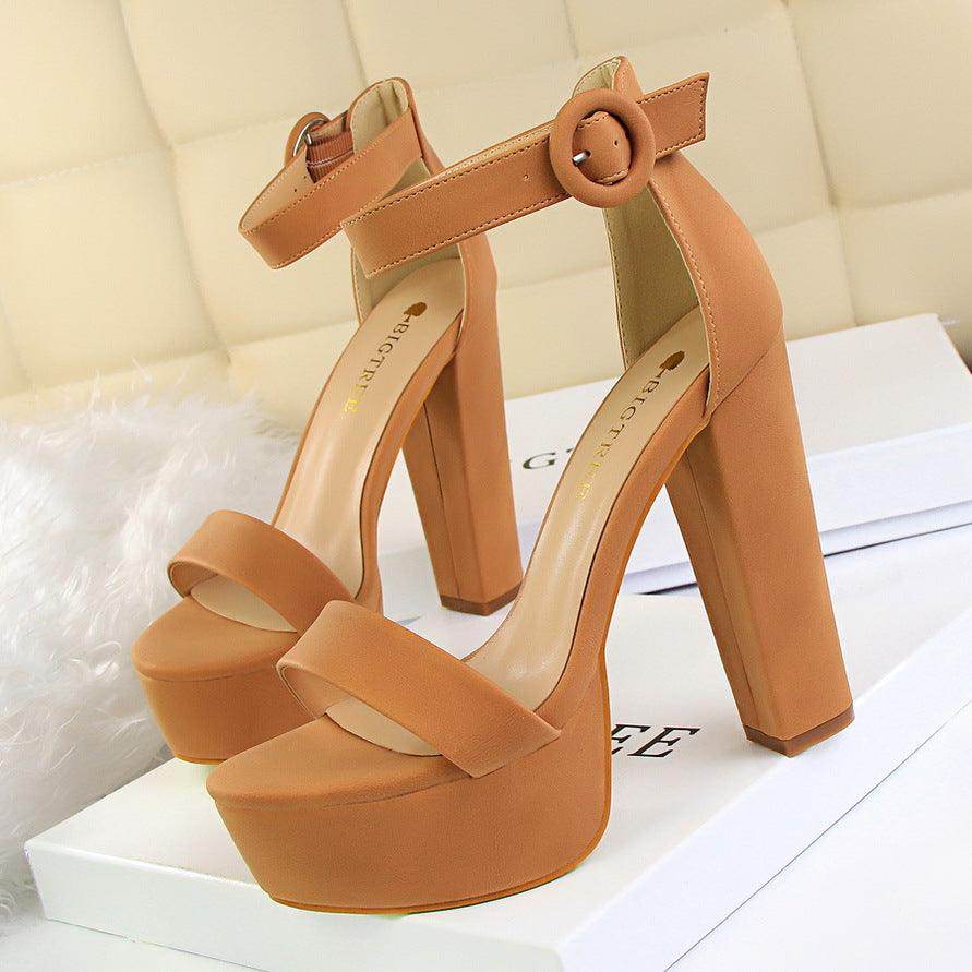 Suede Ankle Strap  Block Heels 550122184120