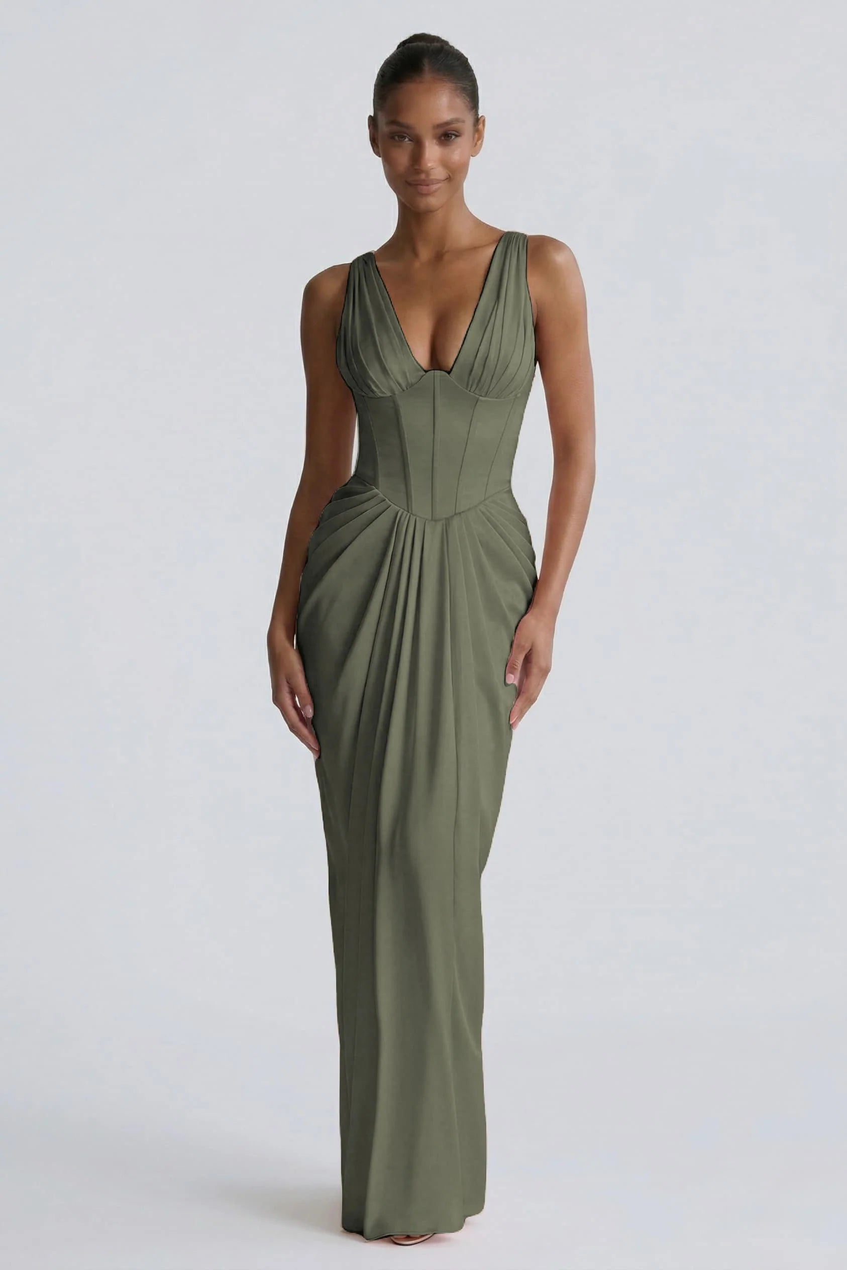 Sheath-Column Floor Length Acetate Satin Wedding Guest Dress CG0304