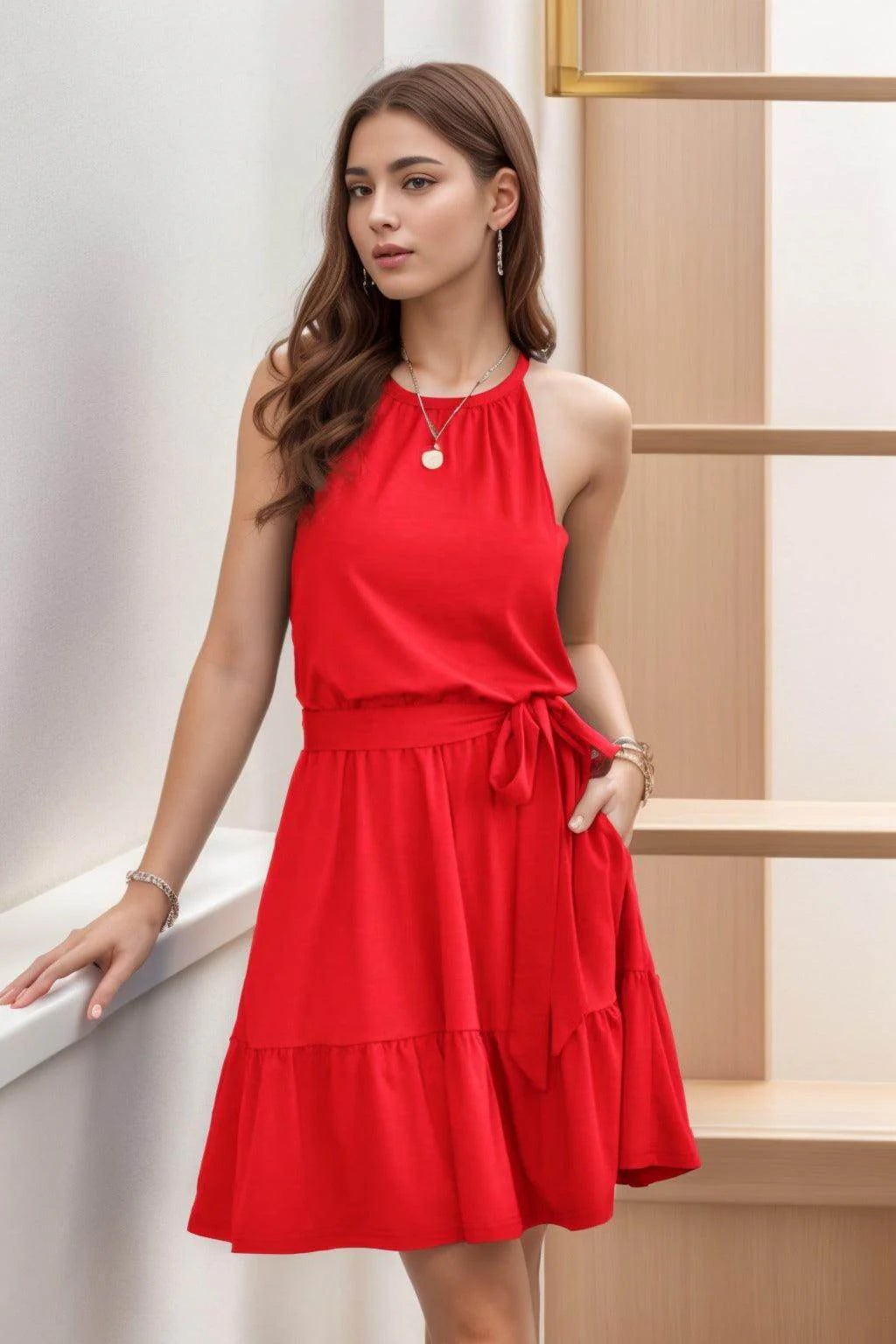 A-Line Knee Length Silk-Like Graduation Dresses CS0552