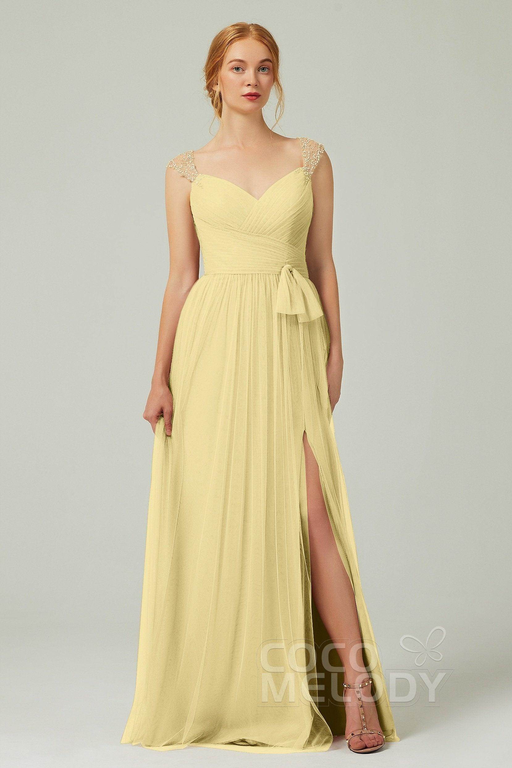 A-Line Floor Length Tulle Bridesmaid Dress CB0313