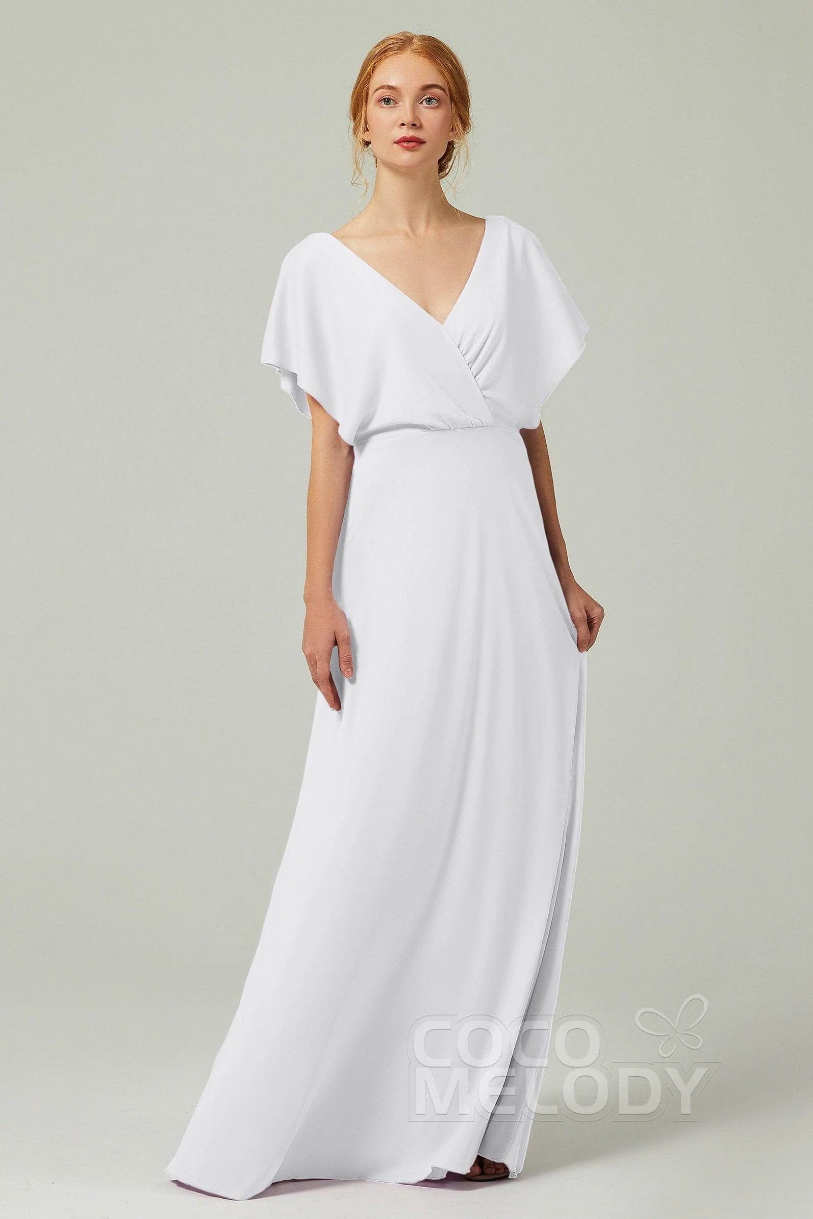 A-Line Floor Length Chiffon Bridesmaid Dress CB0351