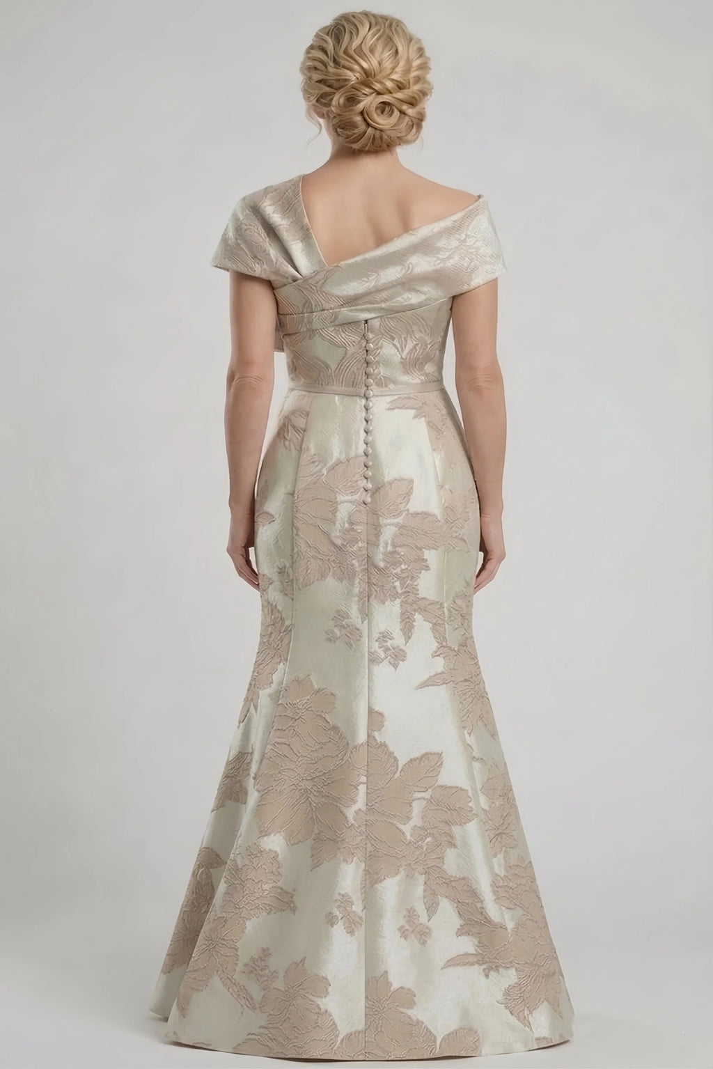 Trumpet-Mermaid Floor Length Jacquard Mother of the Bride Dress CM0414