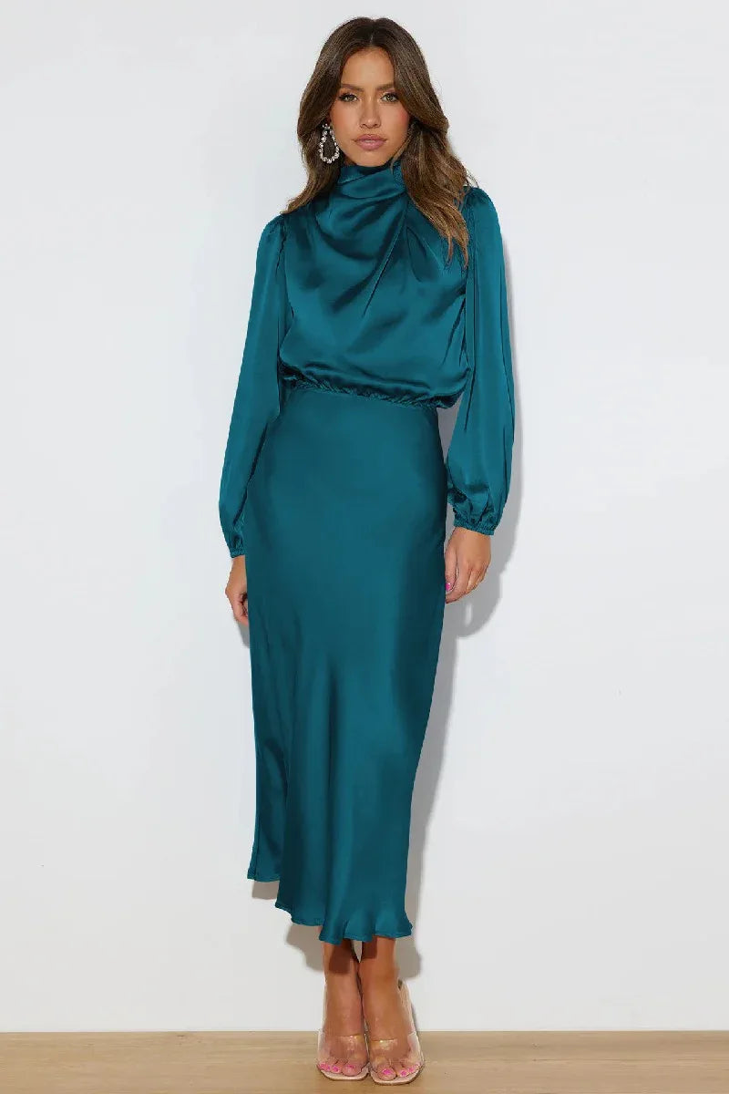 A-Line Midi Elastic Silk like Satin Formal Evening Dresses 719013207299