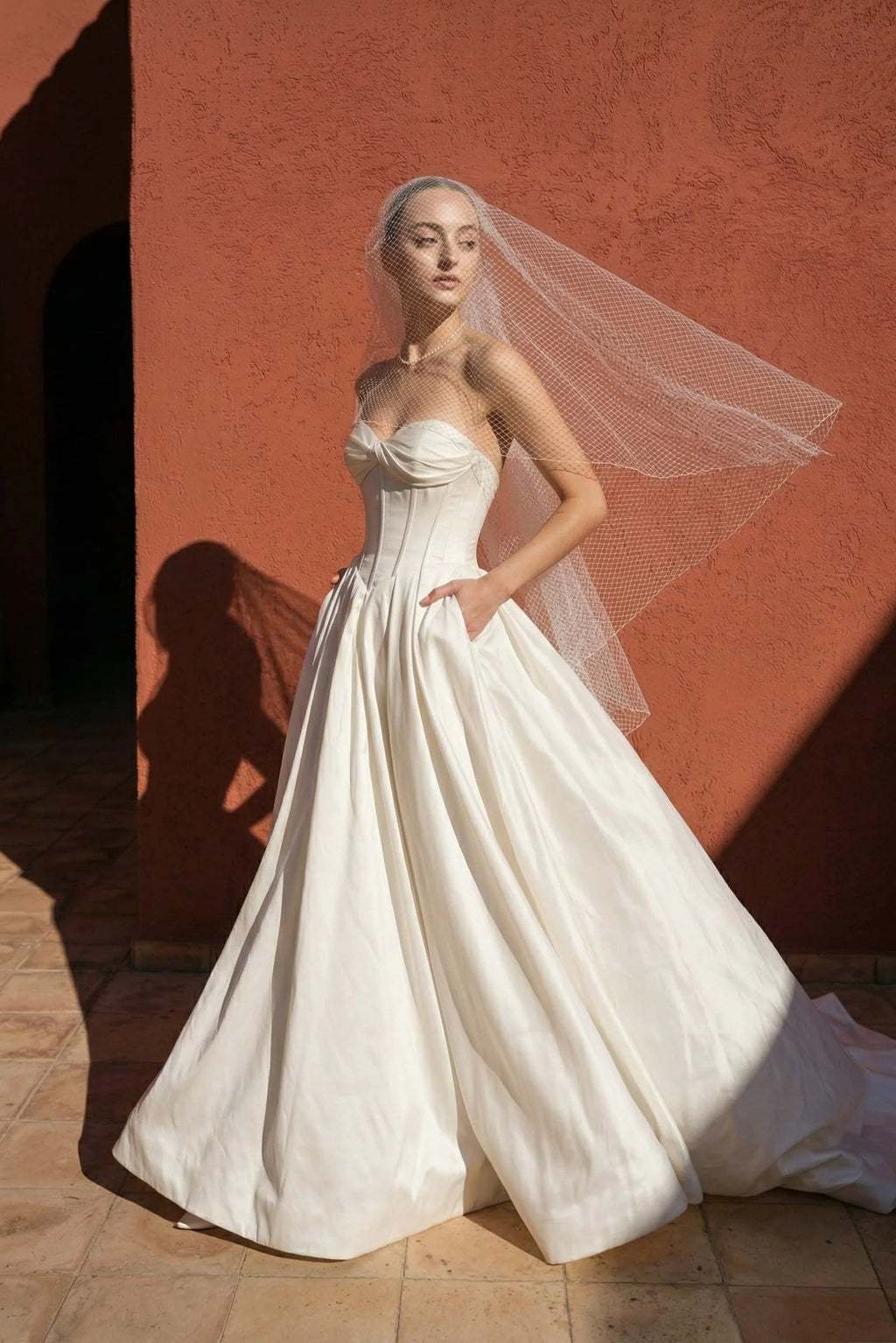 A-Line Court Train Satin Wedding Dress CW3502