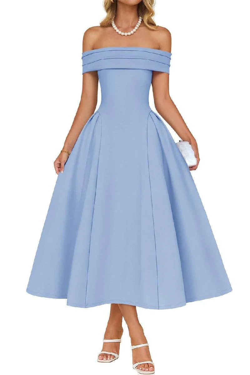 A-Line Midi Satin Formal Wedding Guest Dresses B0DS8NJRR3
