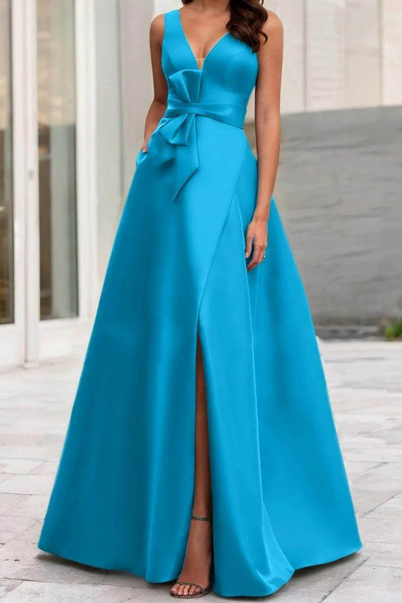 A Line V Neck Sleeveless Mother Of The Bride Dresses CM0341