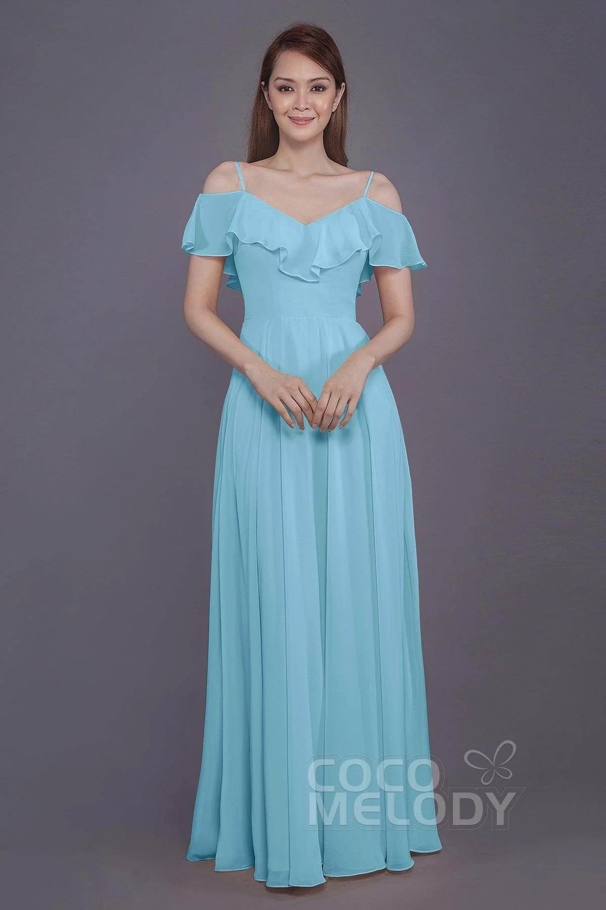Sheath-Column Floor Length Chiffon Bridesmaid Dress PR3570