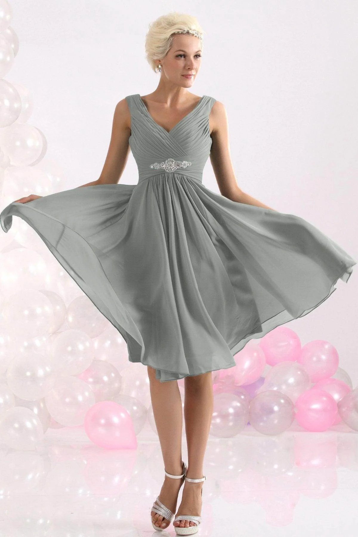 A-Line Knee Length Chiffon Bridesmaids Dress COZK1302A