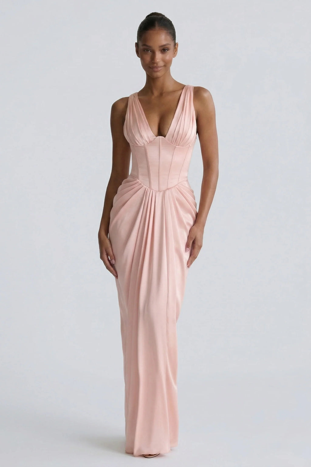 Sheath-Column Floor Length Acetate Satin Wedding Guest Dress CG0304