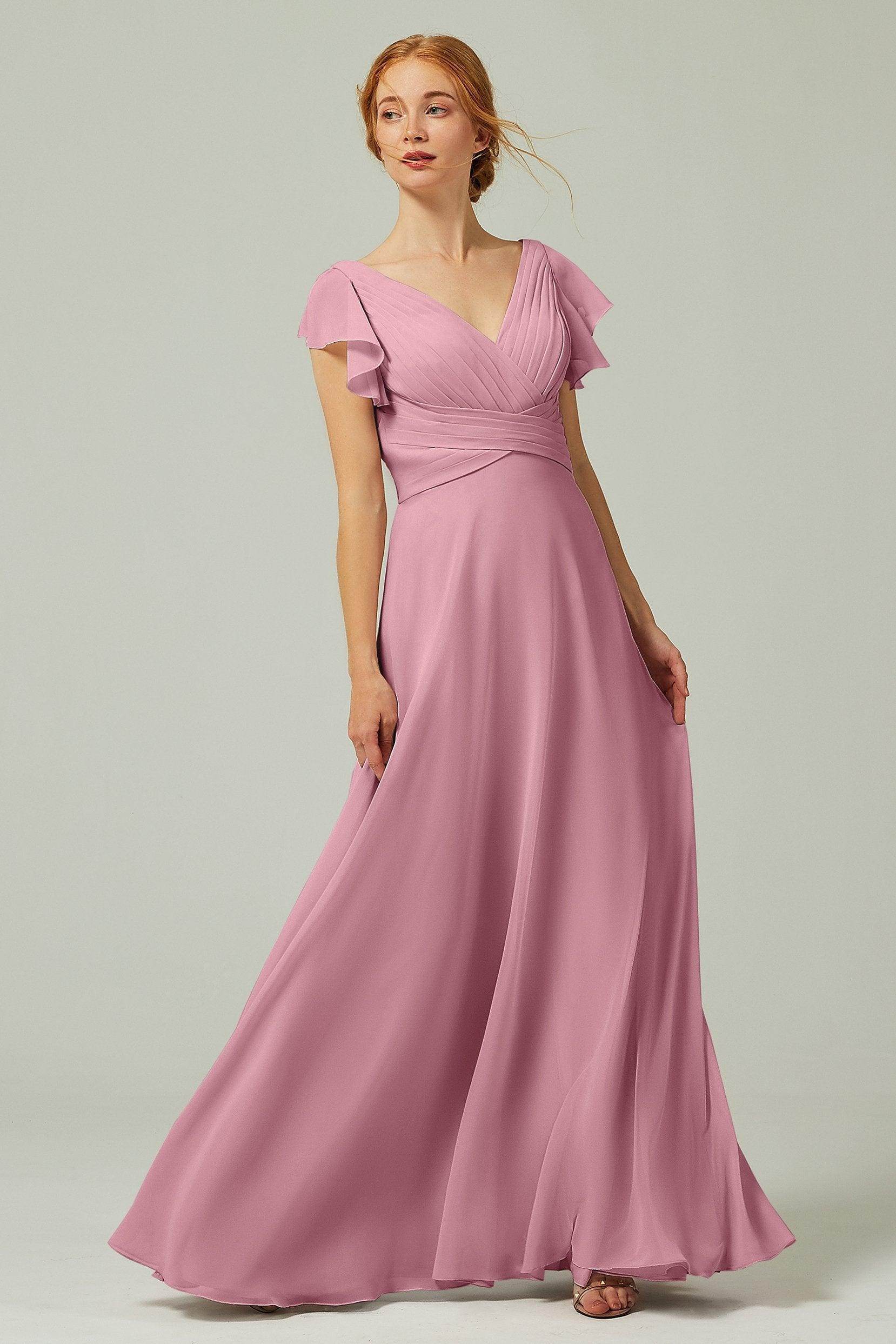 A-Line Floor Length Chiffon Bridesmaid Dress CB0302PS