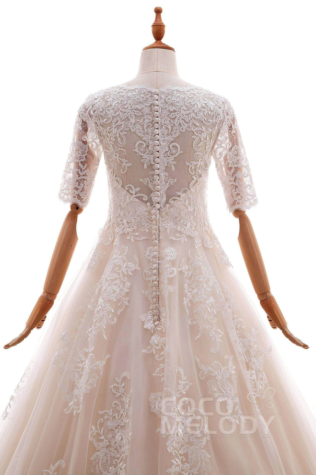 A-Line Floor Length Tulle and Lace Wedding Dress LD4604