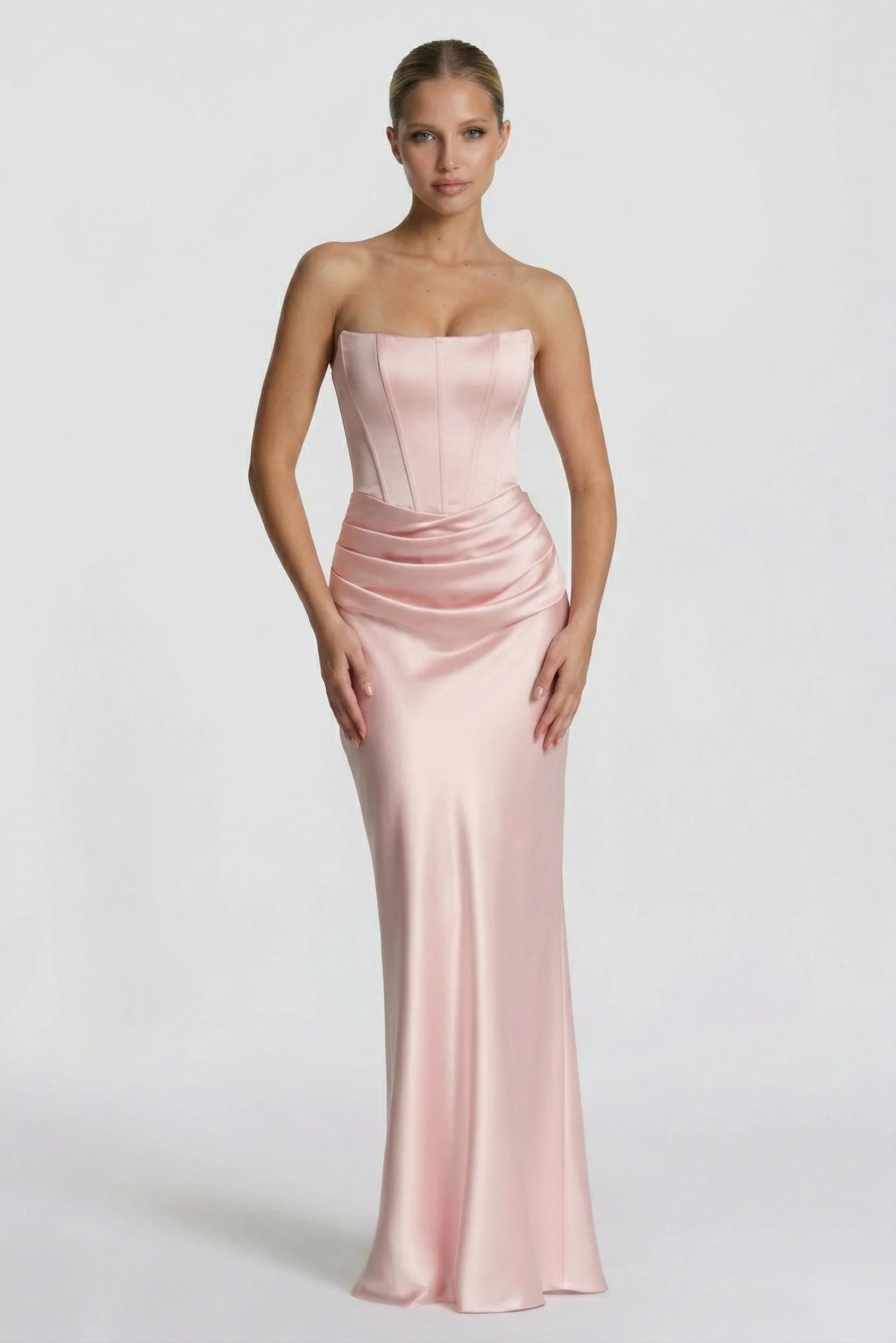 Sheath-Column Floor Length Acetate Satin Wedding Guest Dress CG0306