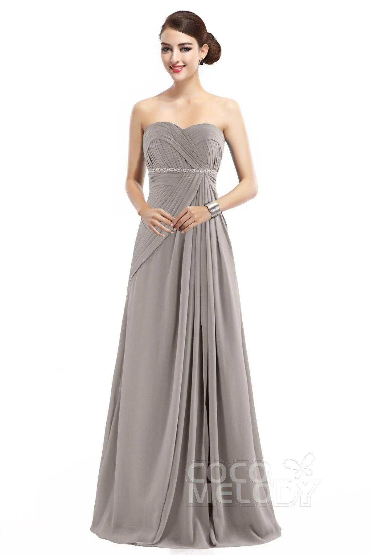 Sheath Floor Length Chiffon Bridesmaid Dress COZF14022