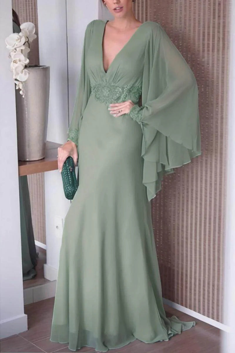 Sheath-Column Sweep-Brush Train Chiffon Mother Dress CM0077