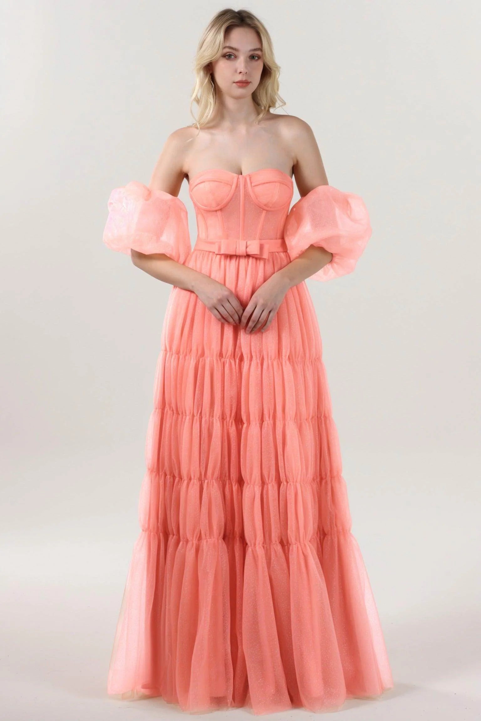 A-Line Maxi Tulle Formal Dress CS0661