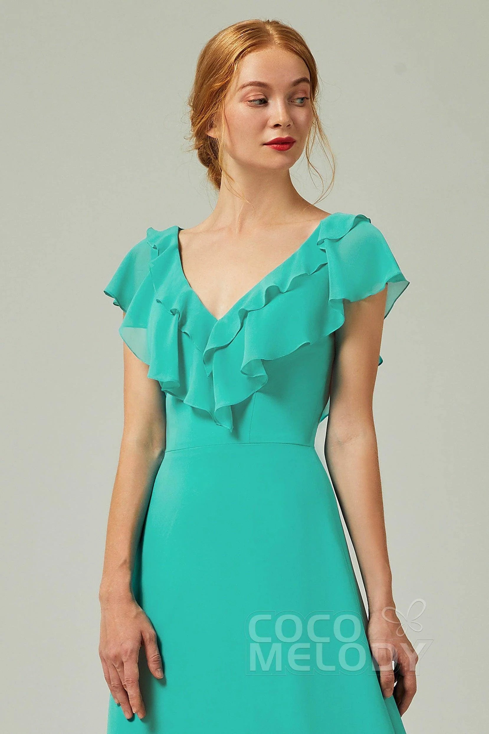 A-Line Floor Length Chiffon Bridesmaid Dress CB0323