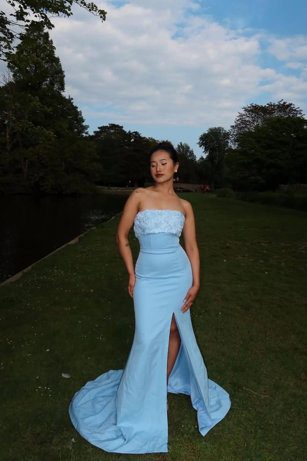 Trumpet-Mermaid Sweep-Brush Train Stretch Crepe Bridesmaid Dress CS0591BM
