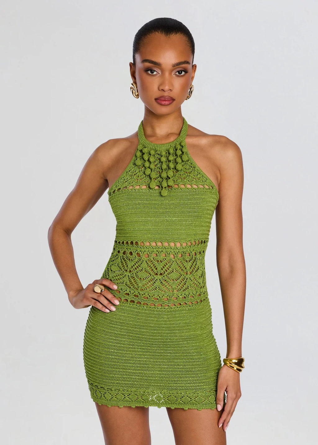 Retrofête Roseline Metallic Crochet Dress