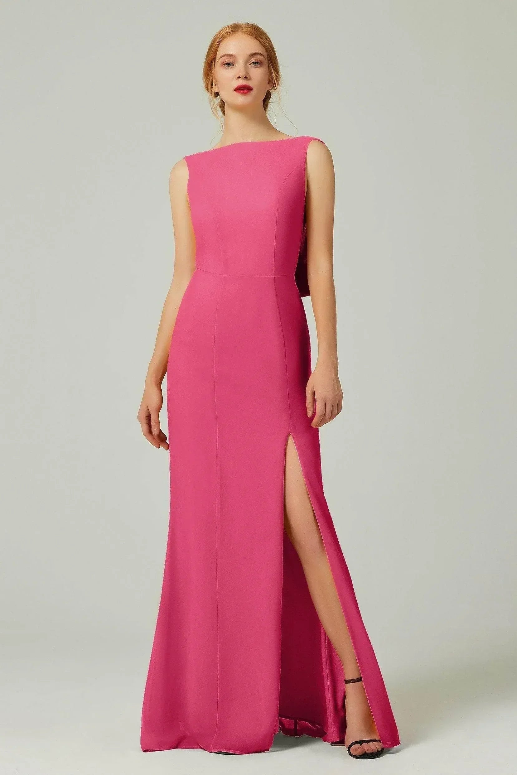 Sheath-Column Sweep-Brush Chiffon Bridesmaid Dress Formal Dresses CB0310