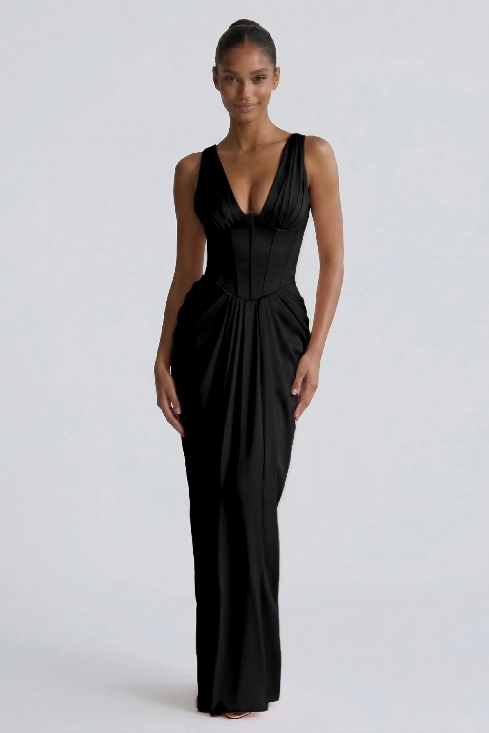 Sheath-Column Floor Length Acetate Satin Wedding Guest Dress CG0304