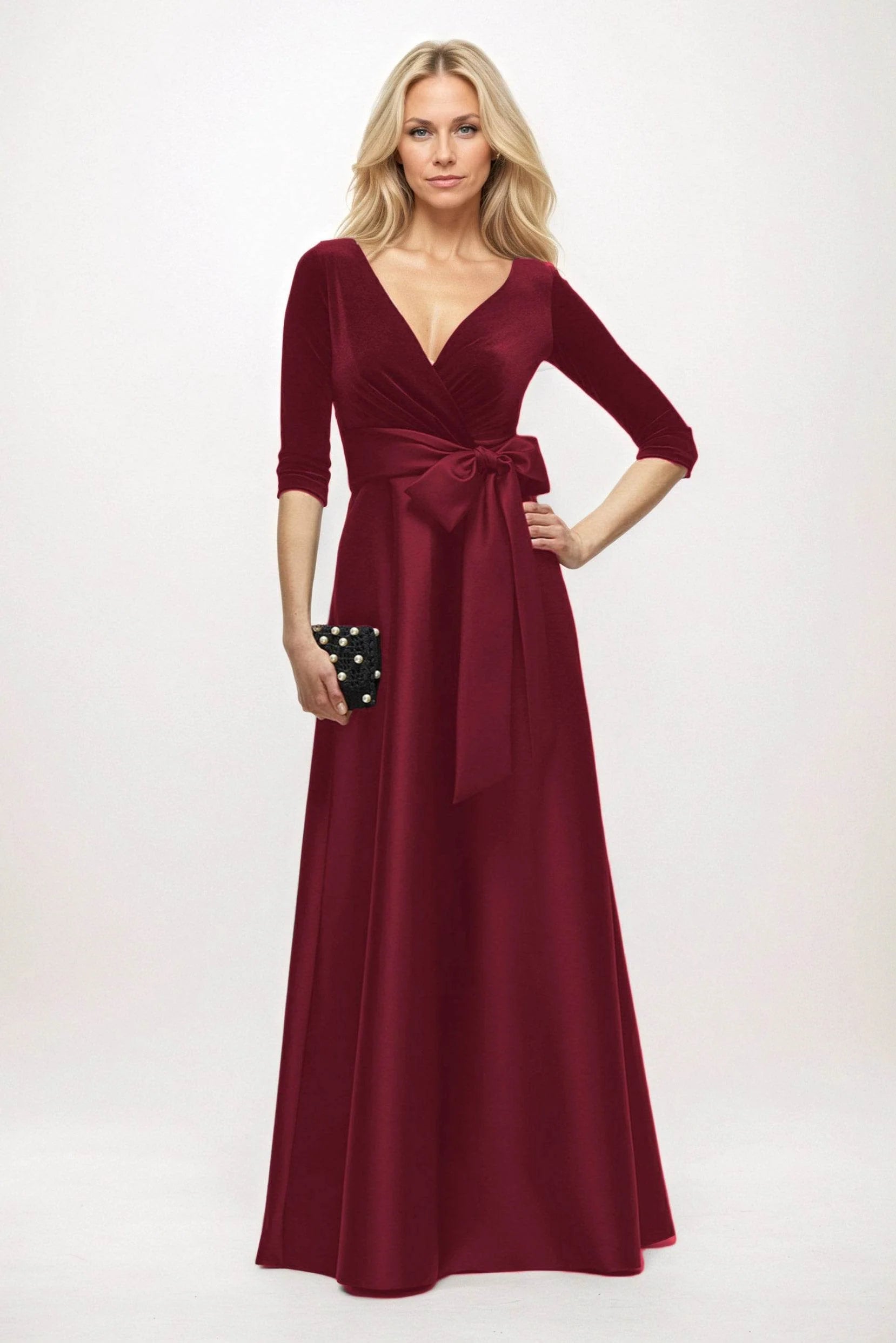 A-Line Maxi Velvet Satin Mother of the Bride Dresses CM0409