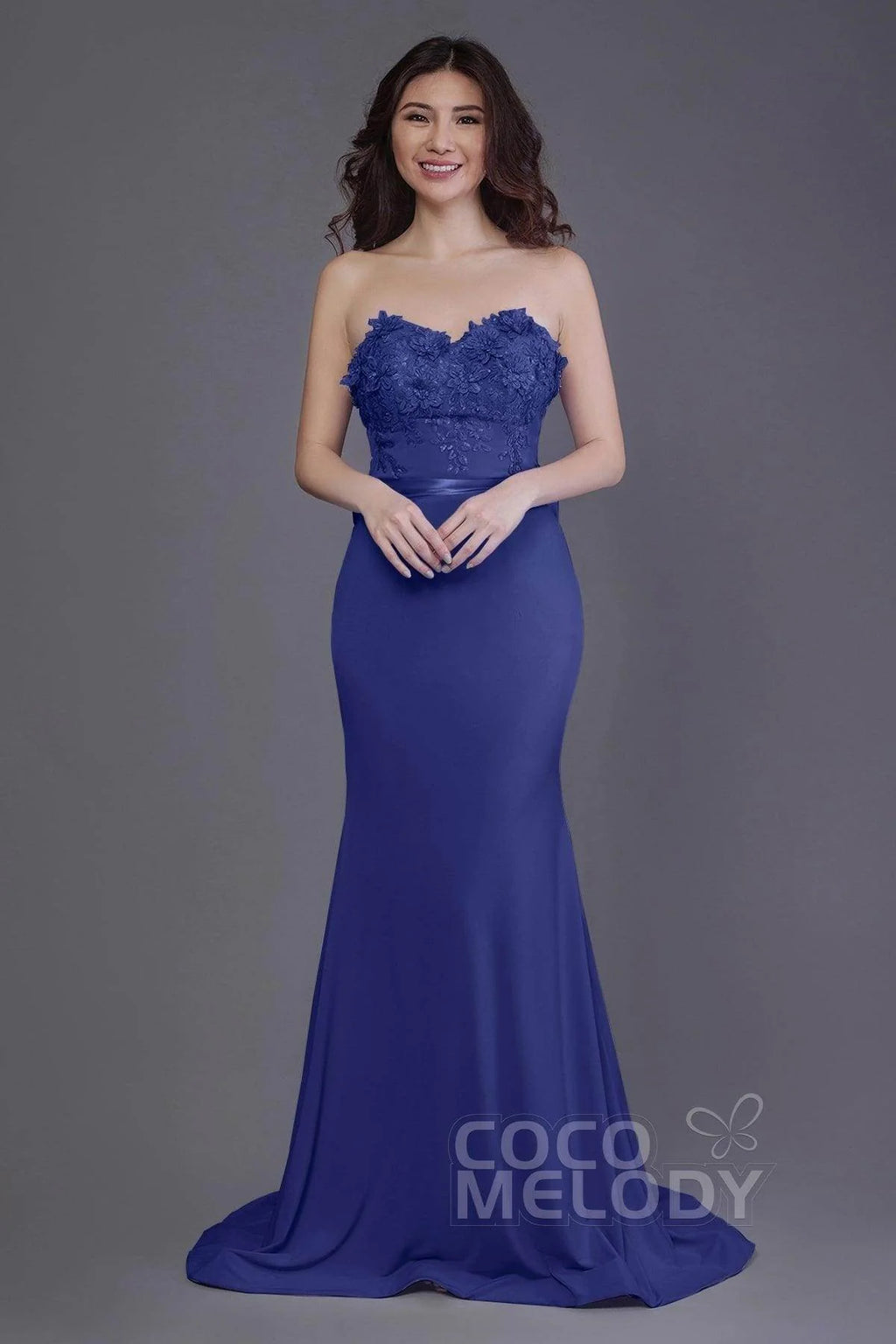 Mermaid Sweep Train Knitted Fabric Bridesmaid Dress PR3484