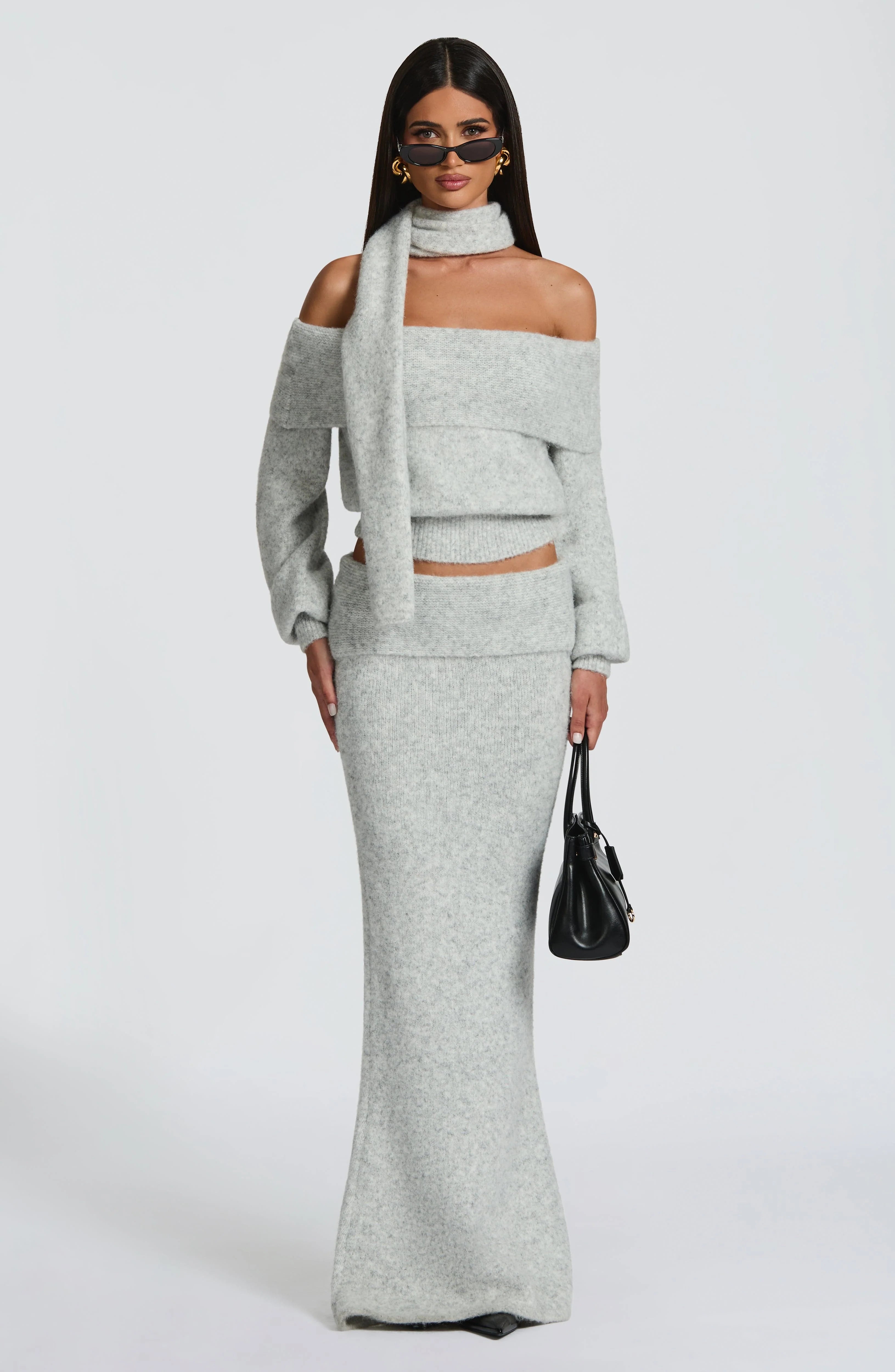 Andie Maxi Skirt - Light Grey Marl