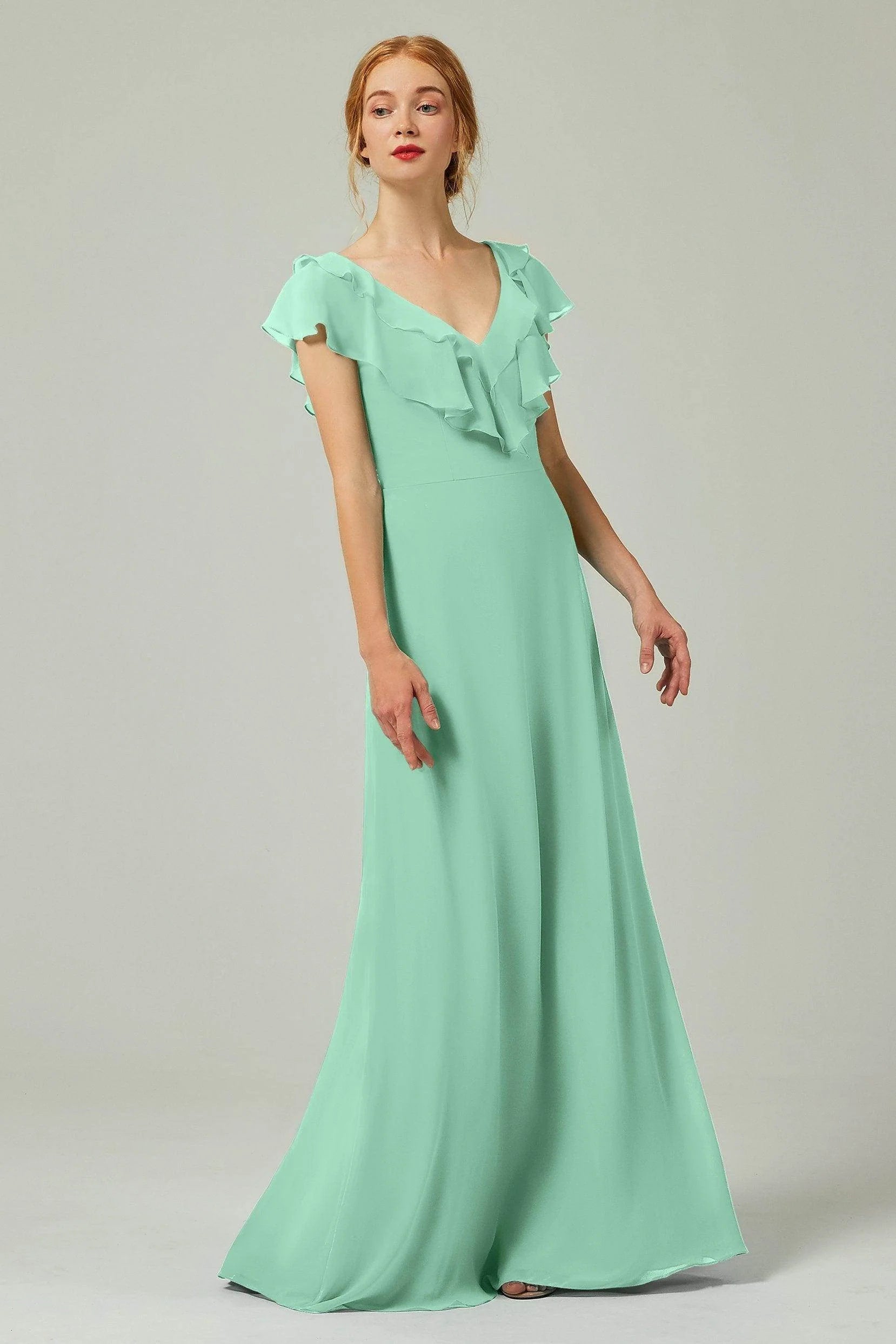 A-Line Floor Length Chiffon Bridesmaid Dress CB0323
