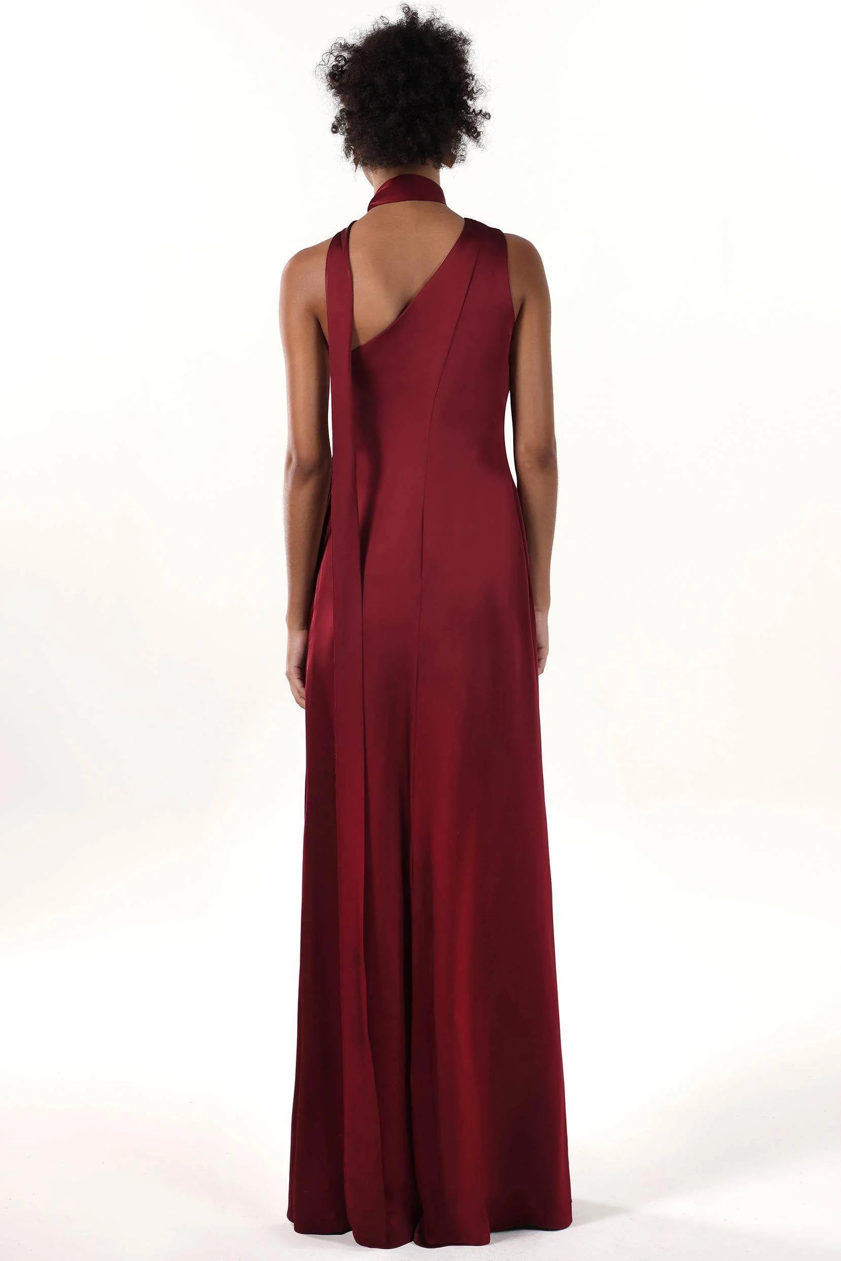 Sheath-Column Maxi Luxe Satin Bridesmaid Dress CS0607BM