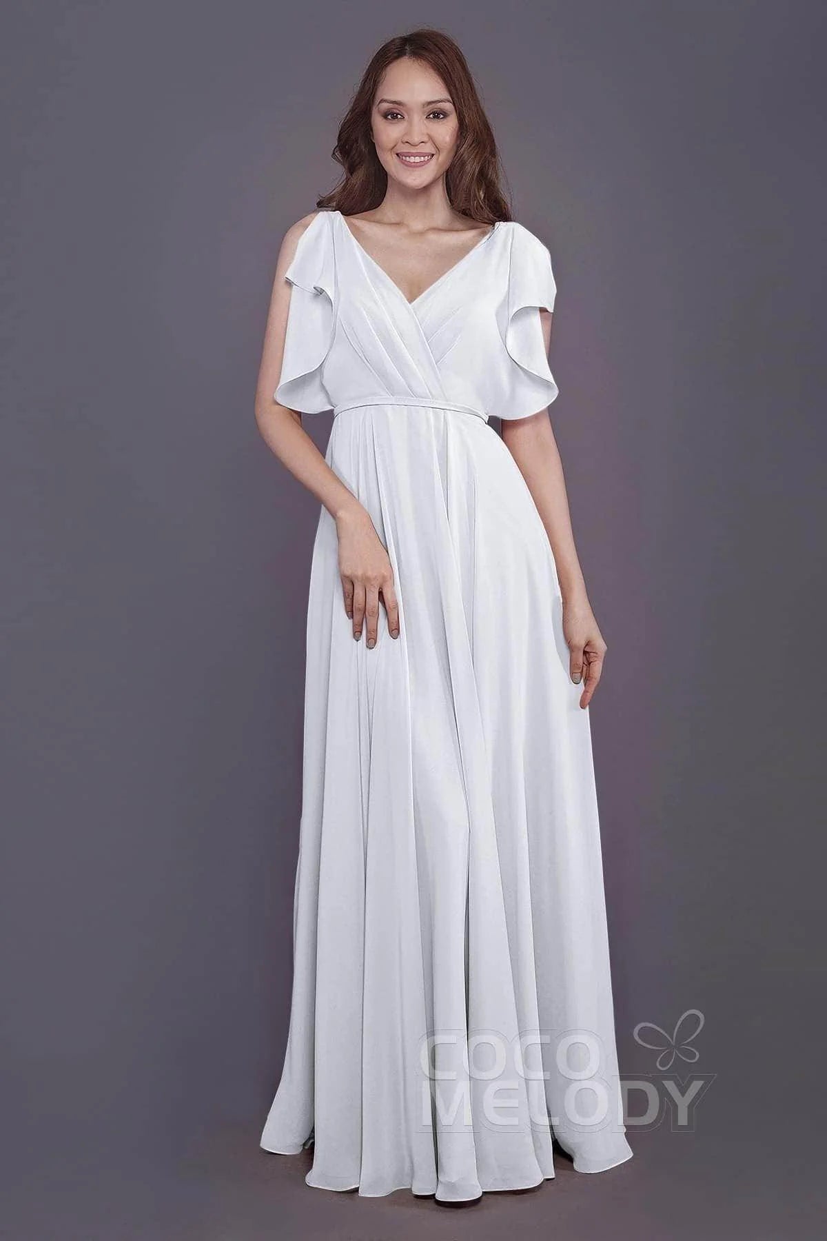 Sheath-Column Floor Length Chiffon Bridesmaid Dress PR3568