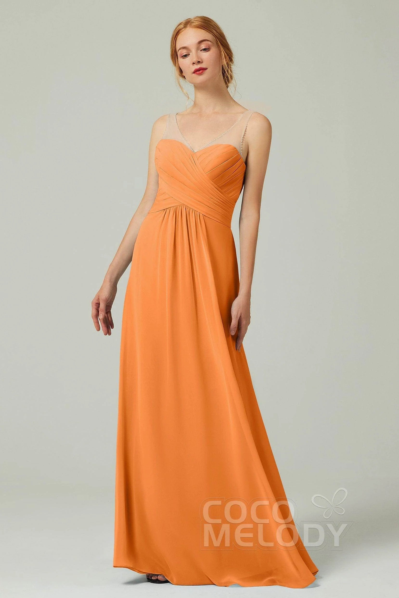 A-Line Floor Length Chiffon Bridesmaid Dress CB0331
