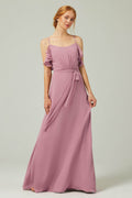A-Line Floor Length Chiffon Bridesmaid Dress CB0299