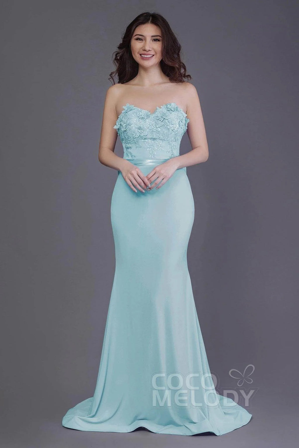 Mermaid Sweep Train Knitted Fabric Bridesmaid Dress PR3484