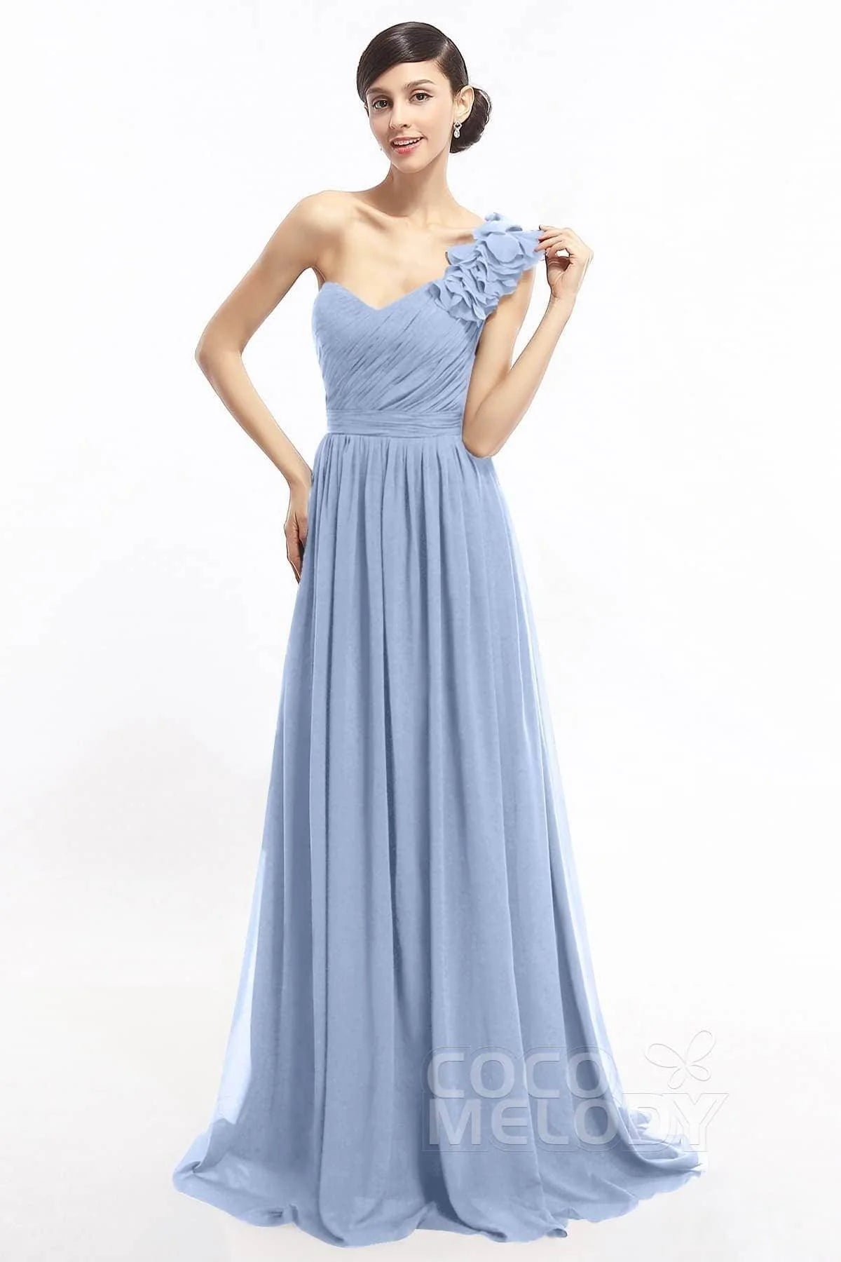 Sheath Sweep-Brush Train Chiffon Evening Dresses COLT14007