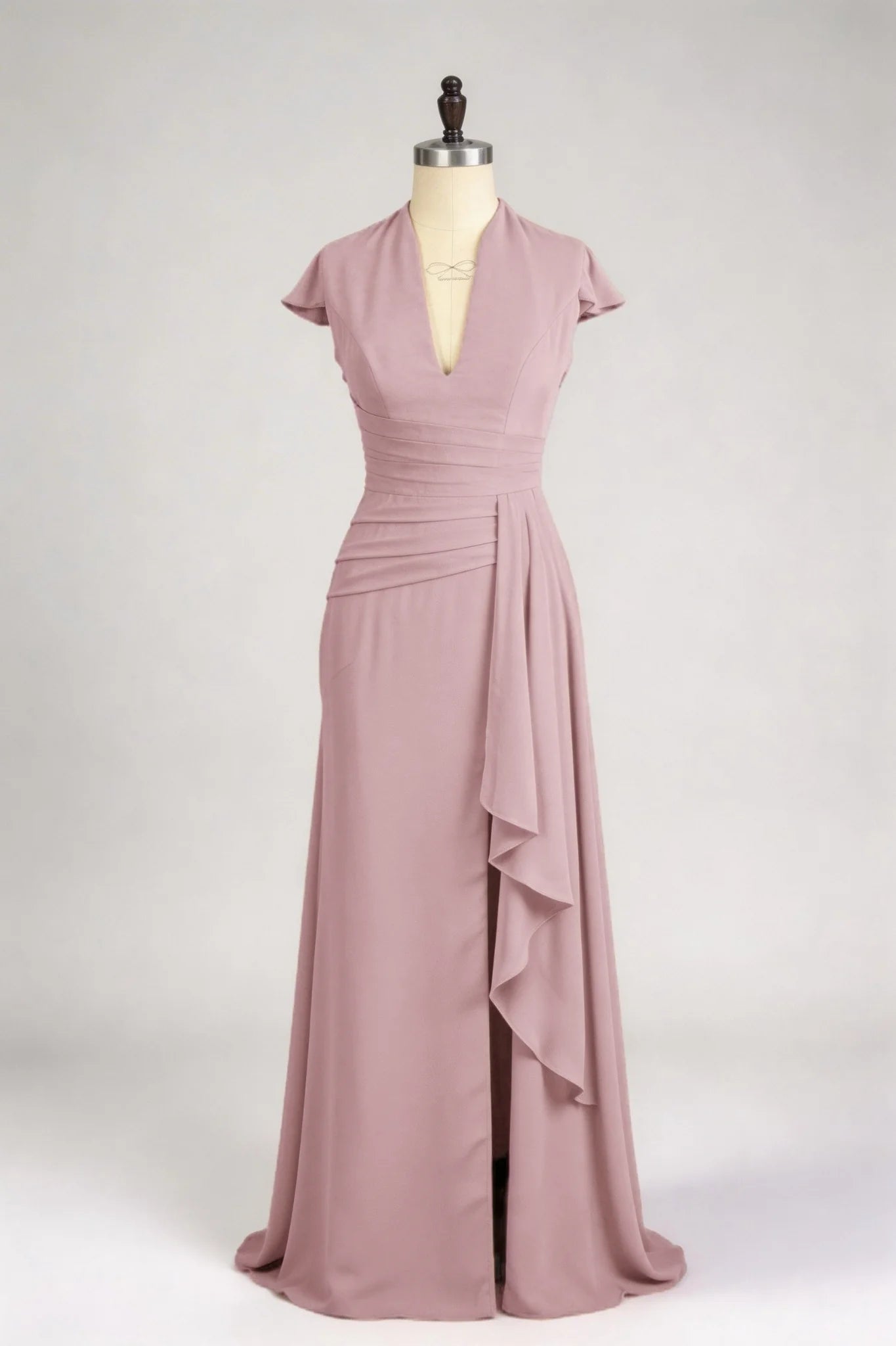 Sheath Column V Neck Short Sleeves Floor Length Mother Dresses CM0377