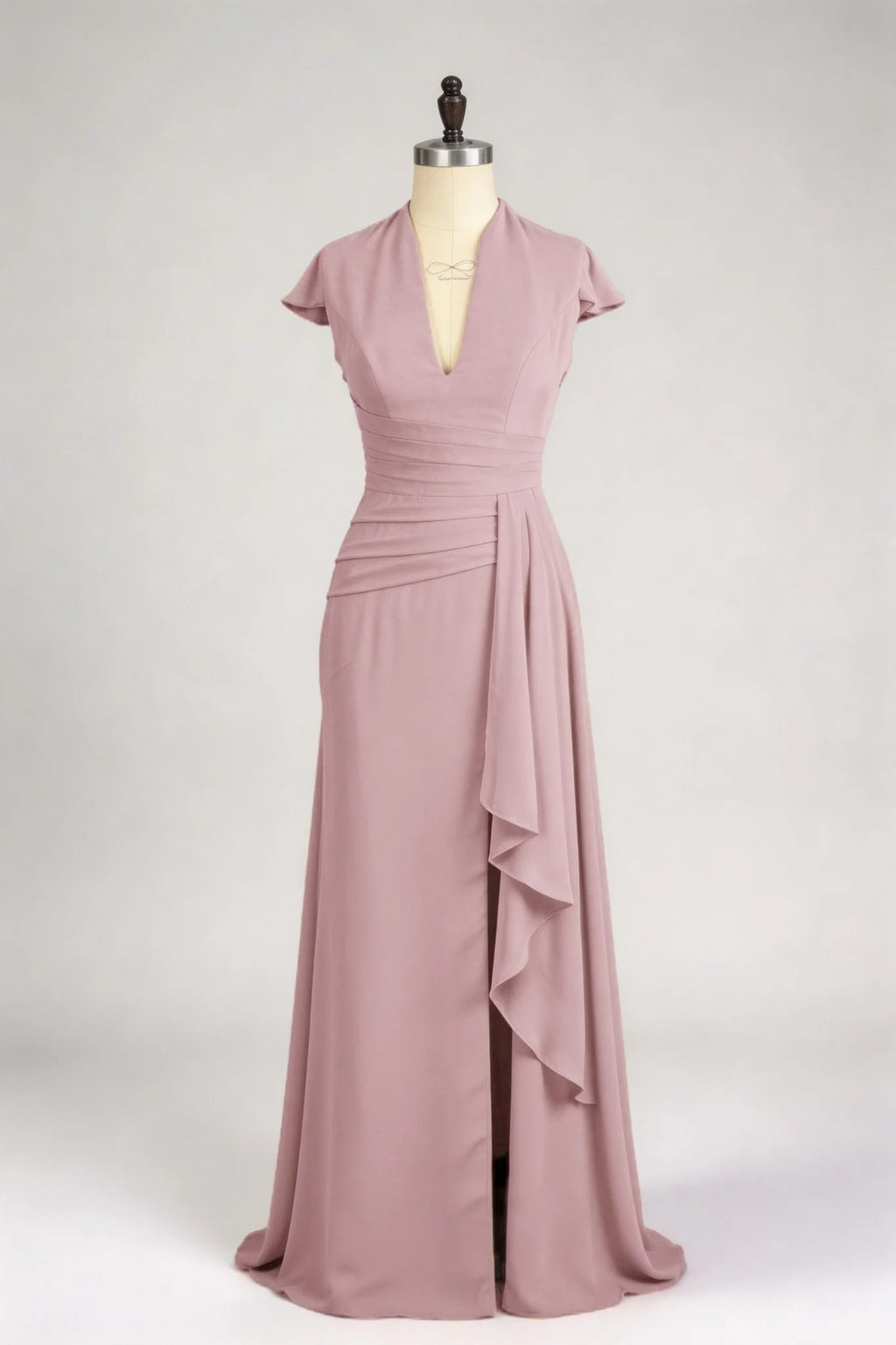Sheath Column V Neck Short Sleeves Floor Length Mother Dresses CM0377