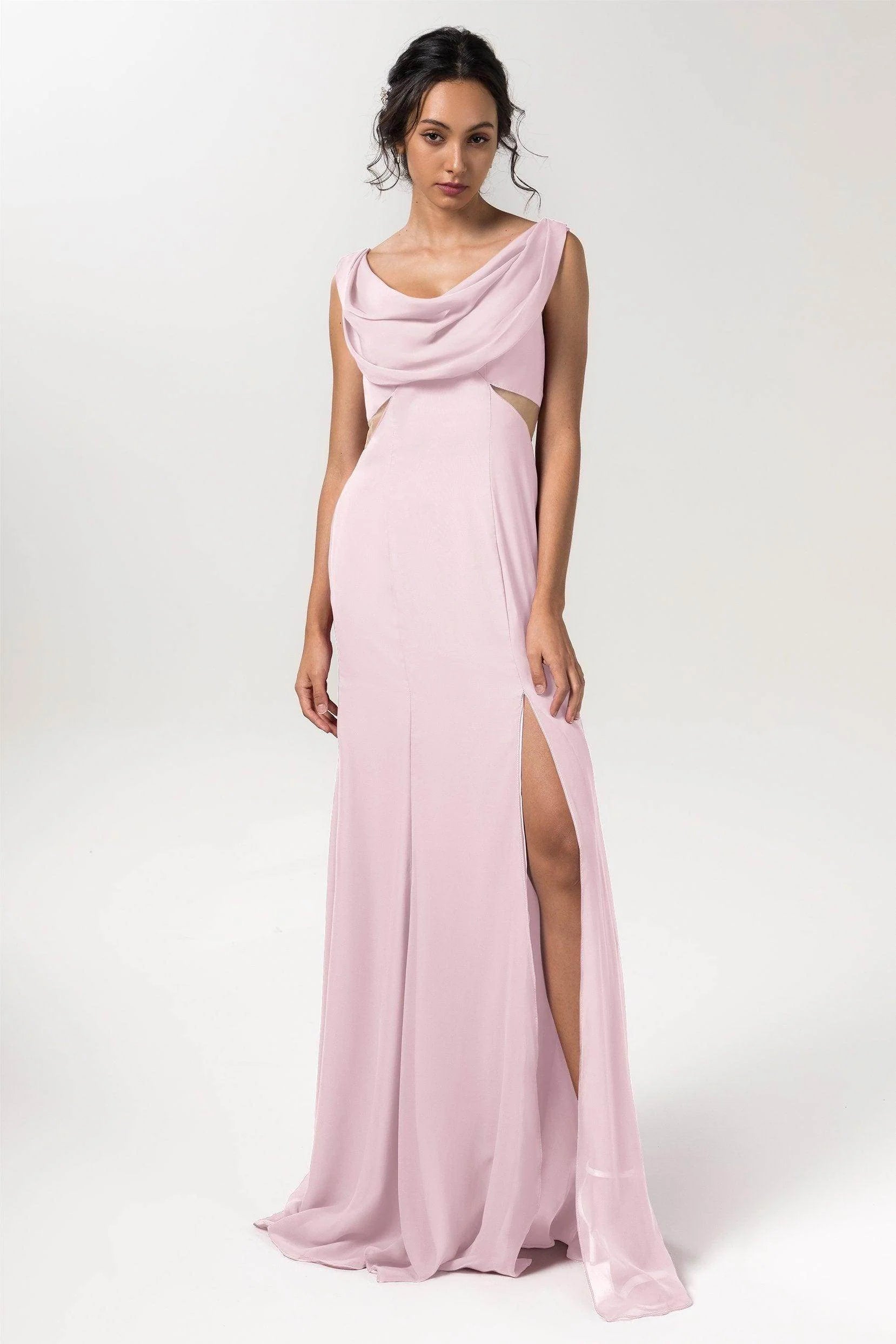 Sheath-Column Floor Length Chiffon Bridesmaid Dress CB0558