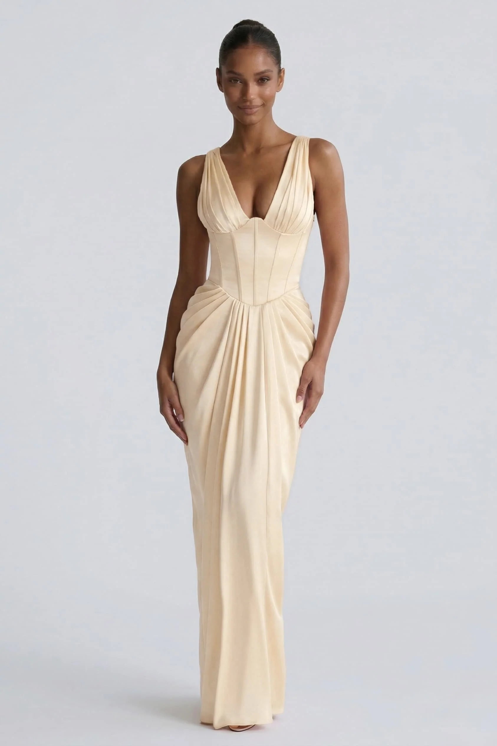 Sheath-Column Floor Length Acetate Satin Wedding Guest Dress CG0304