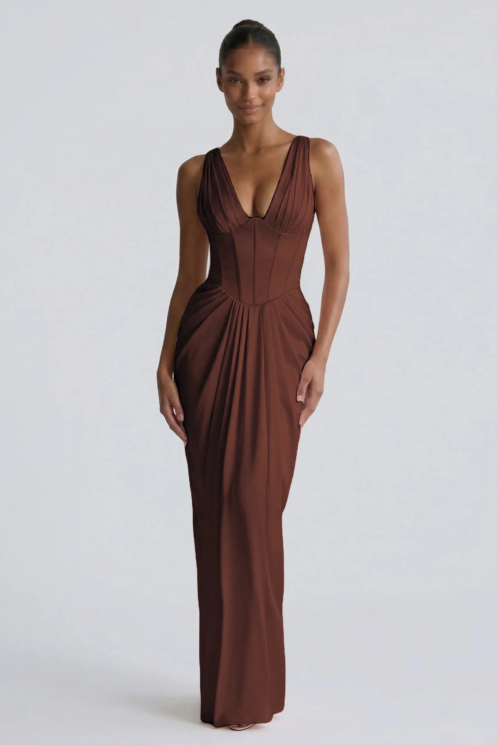 Sheath-Column Floor Length Acetate Satin Wedding Guest Dress CG0304