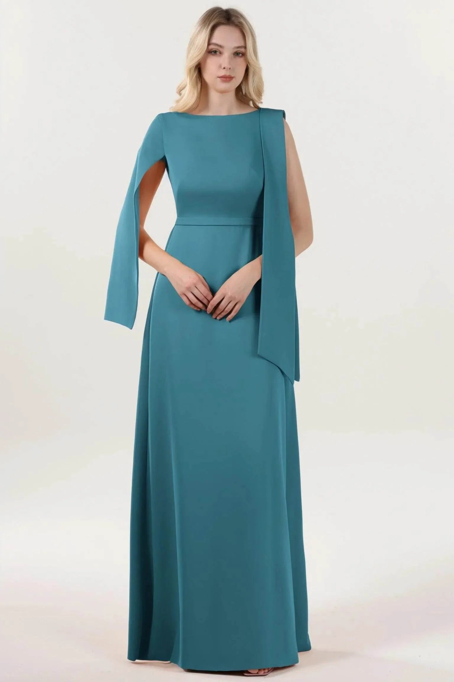 A-Line Maxi Stretch Crepe Formal Dress CS0586