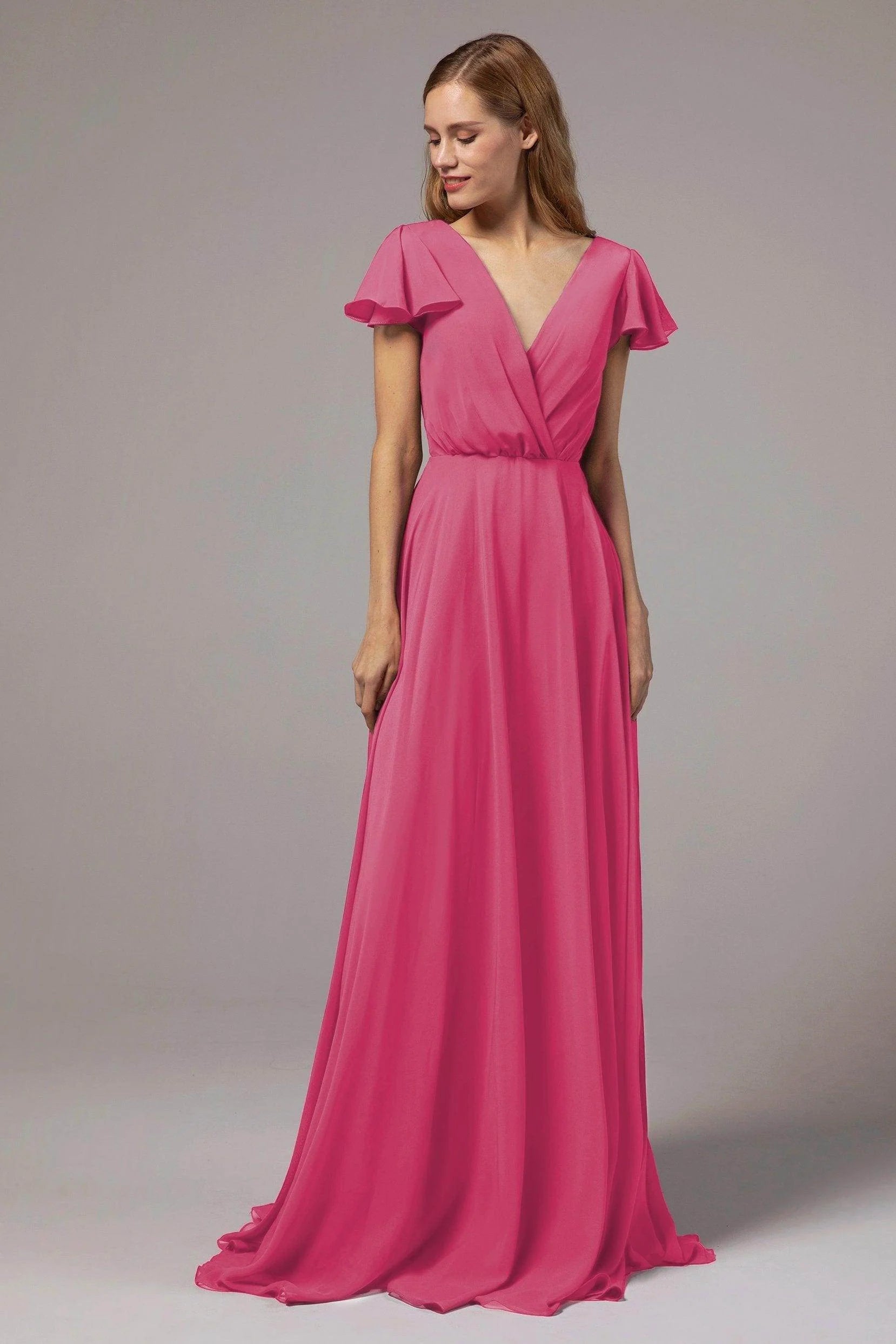 A-Line Floor Length Chiffon Bridesmaid Dress CB0410