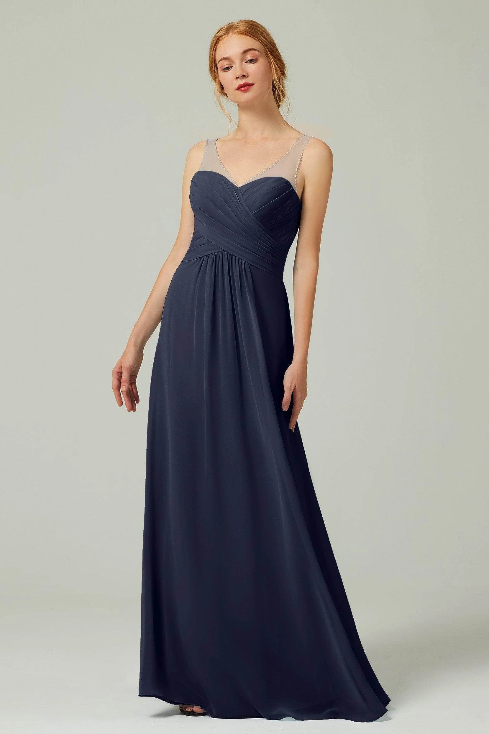 A-Line Floor Length Chiffon Bridesmaid Dress CB0331