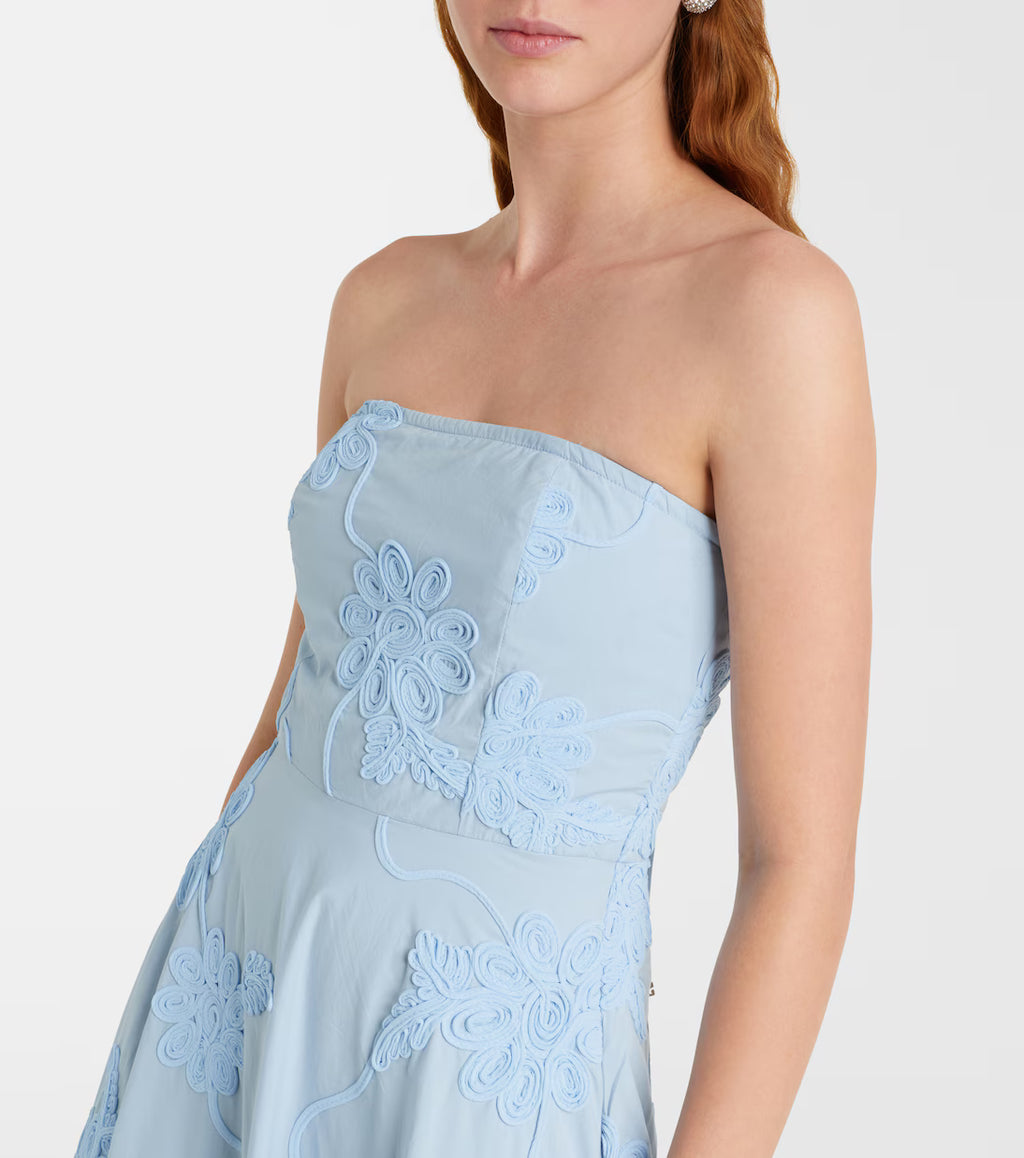 Rotate Embroidered floral cotton midi dress